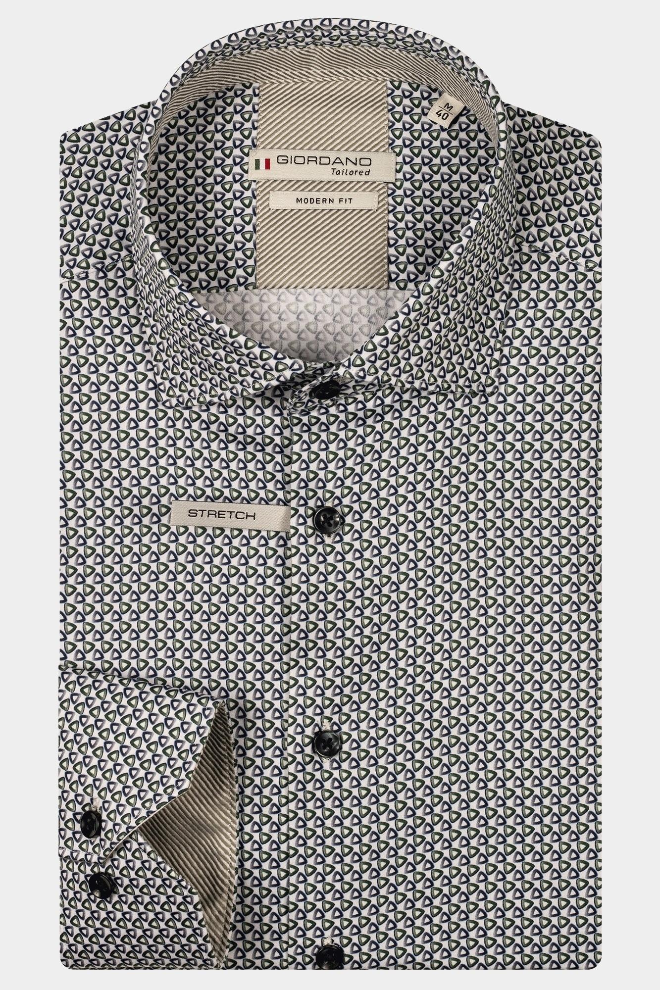 Giordano Casual hemd lange mouw Groen Maggiore long sleeve semi cut 517820/70