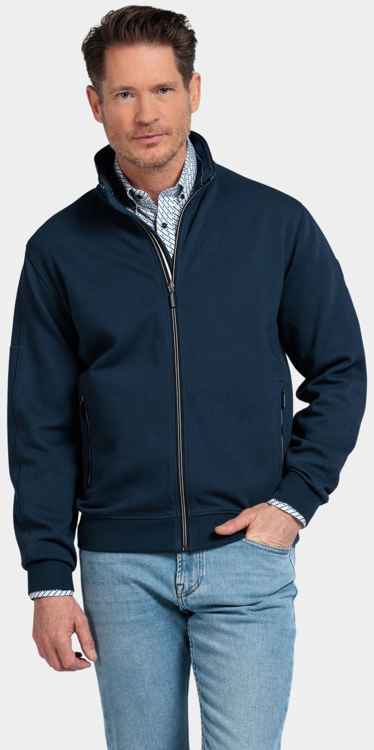 Baileys Vest Blauw Sweat Cardigan Zip  Fine Piqu 512292/69