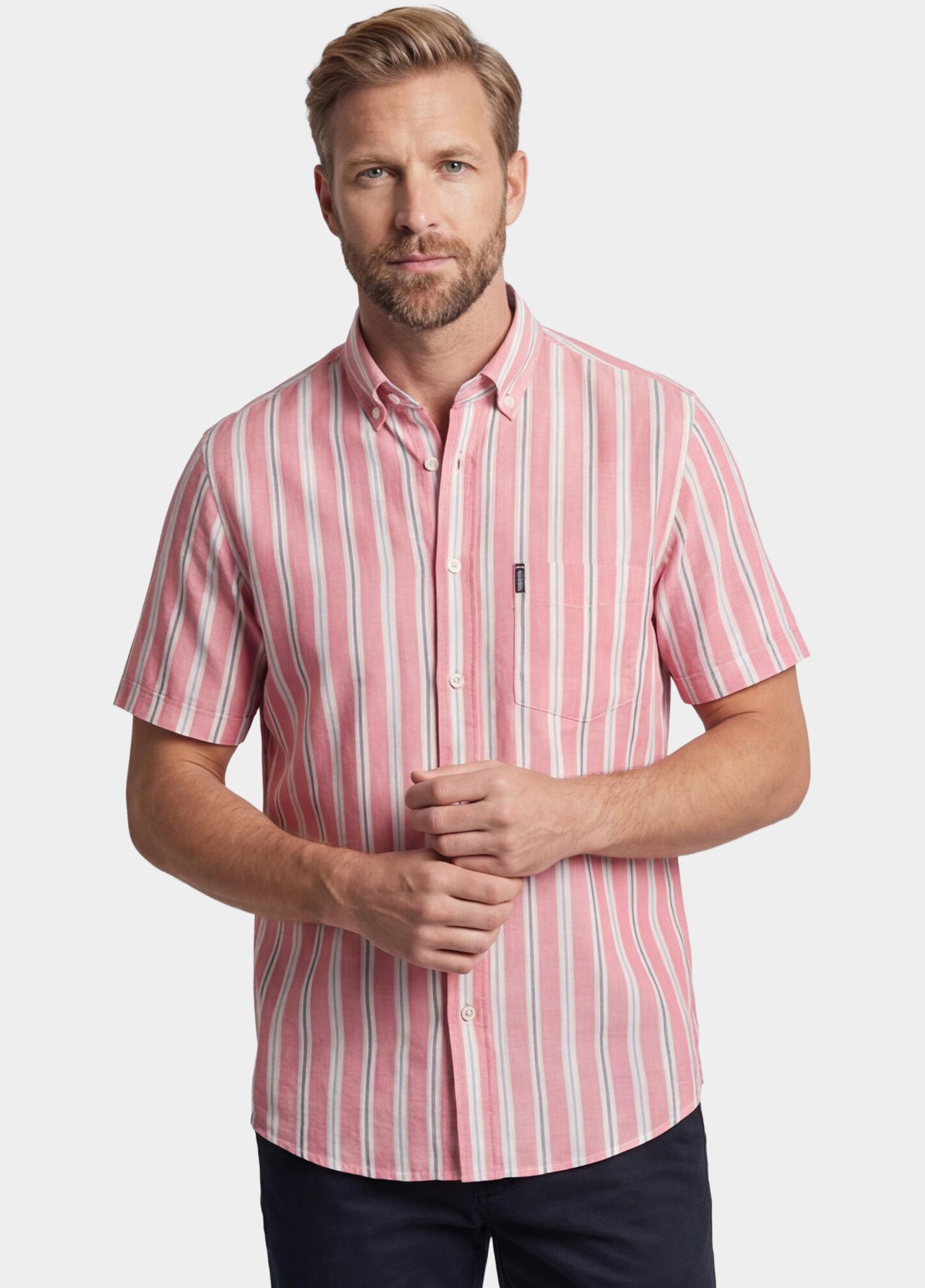 Giordano overhemd korte mouw heren Roze League Short Sleeve Button Do 616118/50