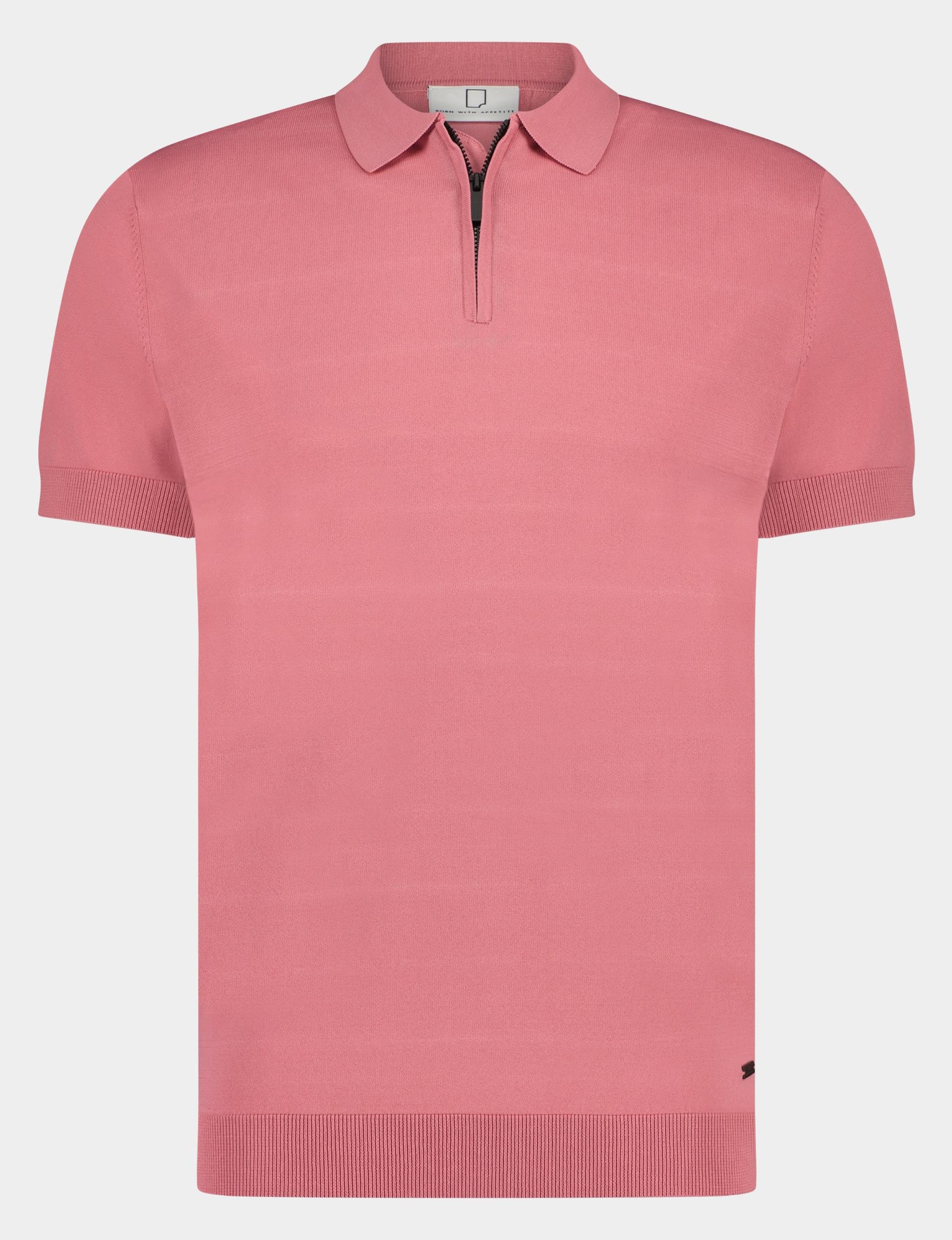 Born With Appetite Polo korte mouw Roze DAN polo zip stretch knit 24108DA31/730 rose