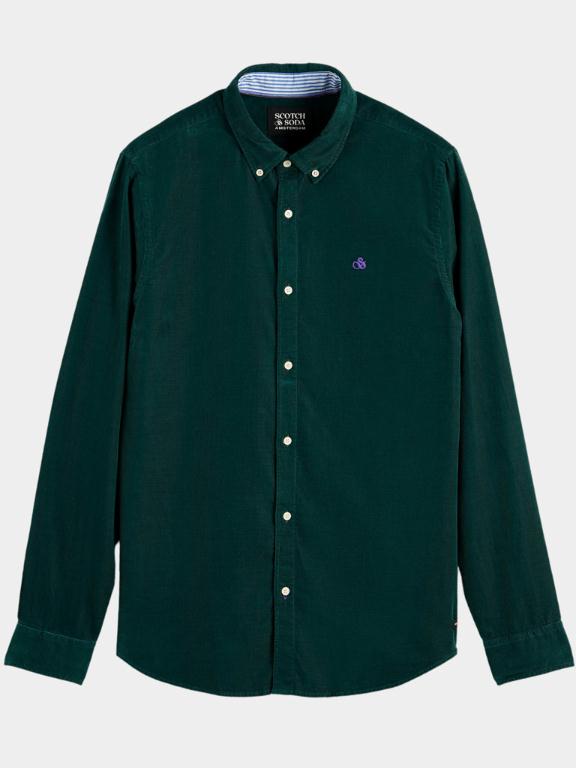 Scotch & Soda Casual hemd lange mouw Groen Slim-fit fine corduroy shirt 167386/4859