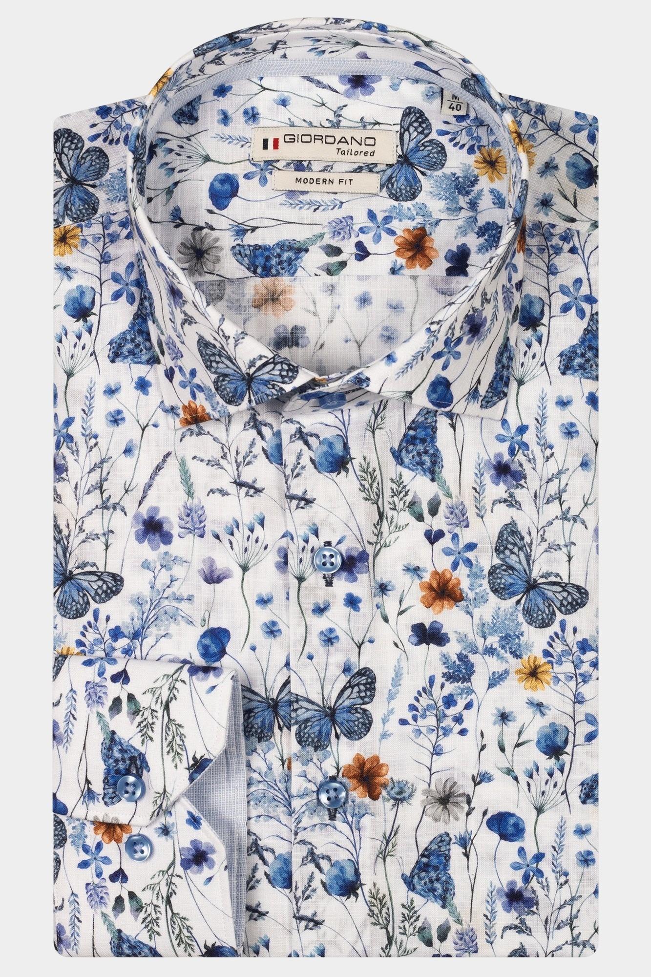 Giordano Casual hemd lange mouw Wit Maggiore long sleeve semi cut 517846/10