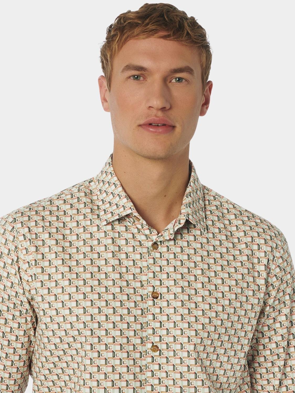 No Excess Casual hemd lange mouw Rood Shirt Stretch Allover Printed 23450209/191