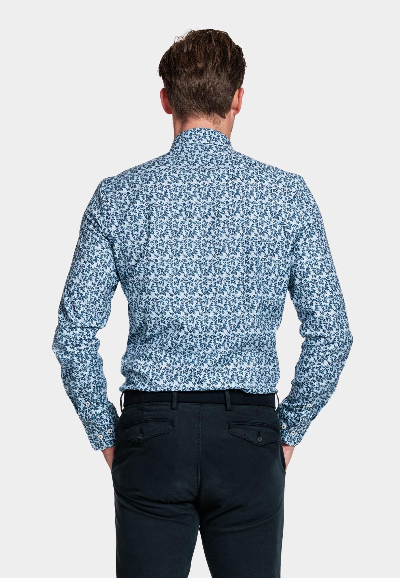 Giordano Casual hemd lange mouw Blauw Row, LS Cut Away Blue Flowers 327862/61