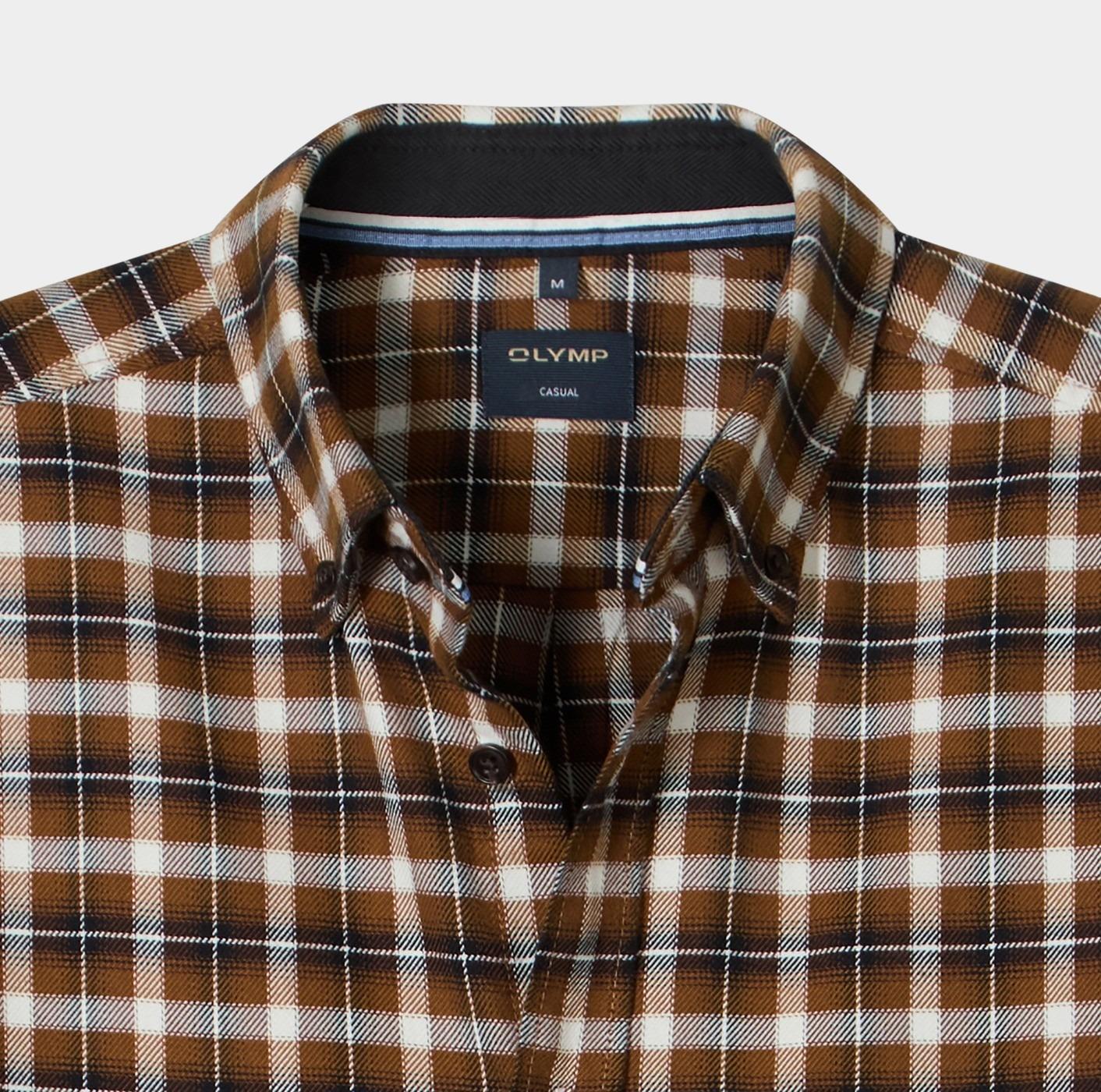 Olymp Casual hemd lange mouw Bruin  407484/27