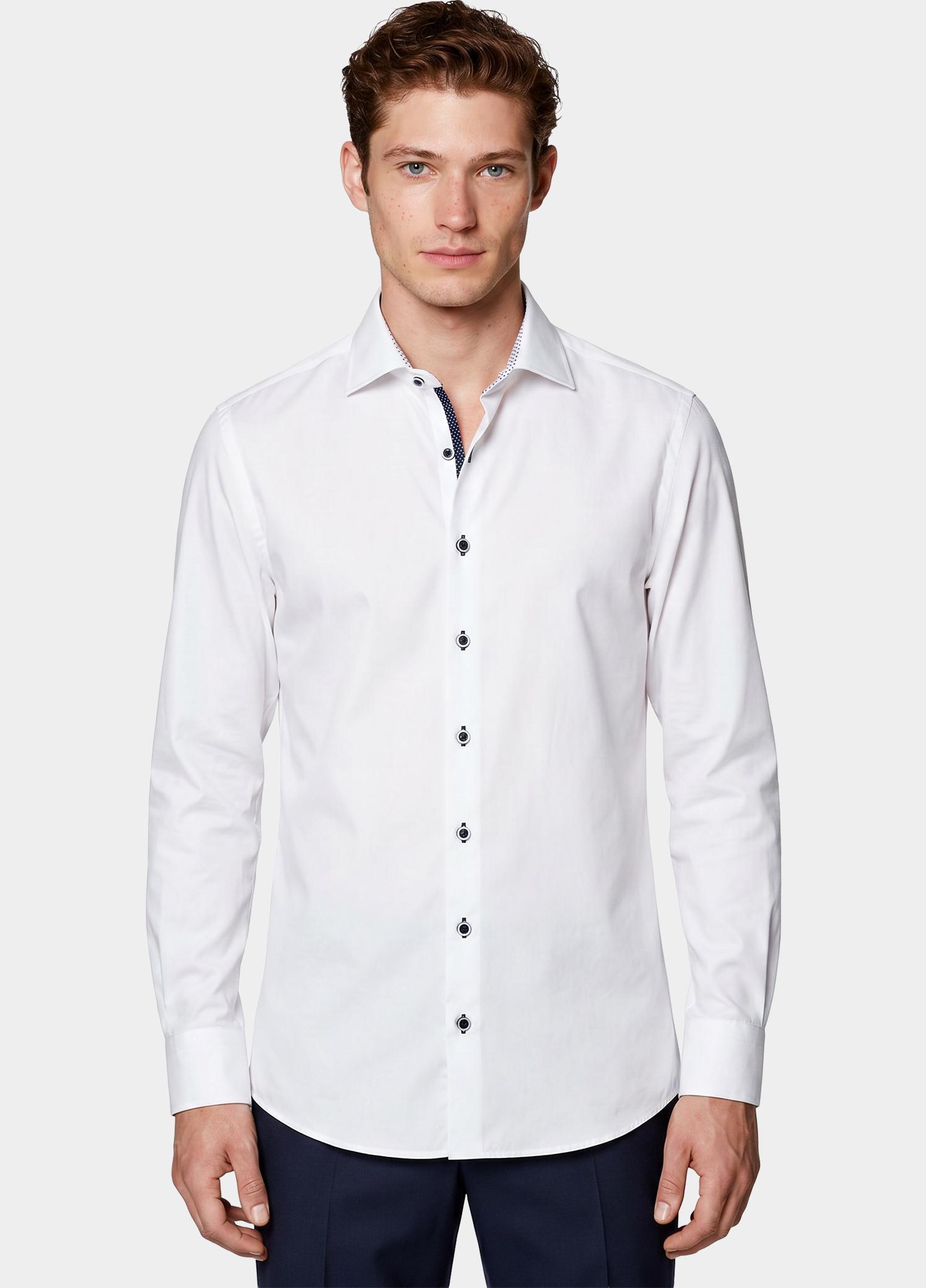 R2 Amsterdam Casual hemd lange mouw Wit  NOS.TWILL.001/004