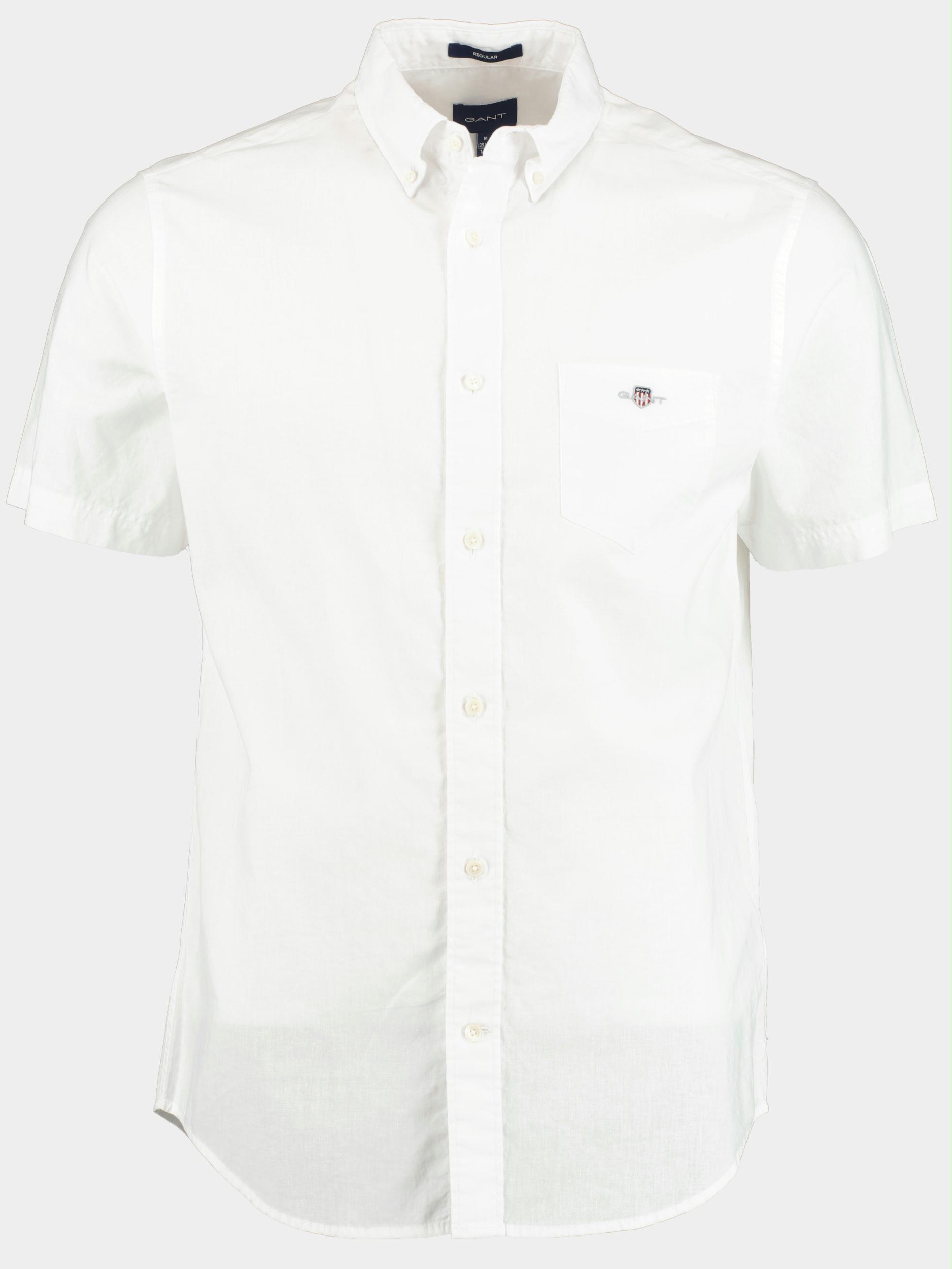 Gant Casual hemd korte mouw Wit Reg Cotton Linen SS Shirt 3230053/110