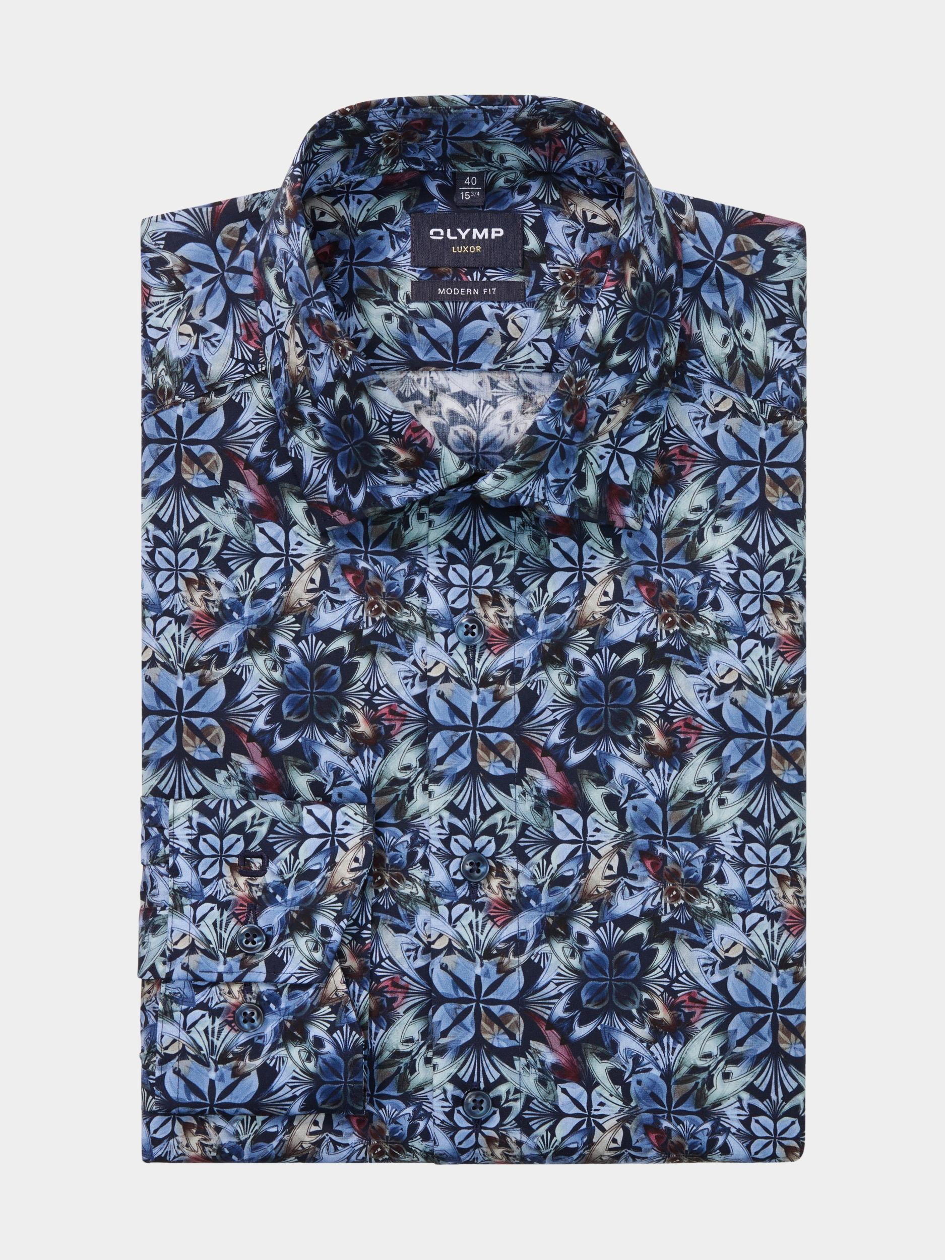 Olymp Business hemd lange mouw Blauw Luxor 121484/18