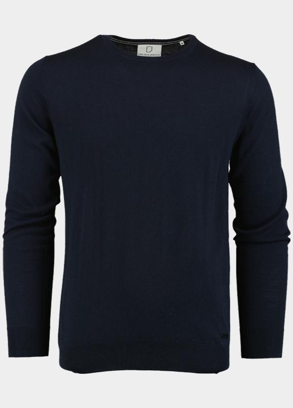 Born With Appetite Pullover Blauw Rick R-neck Pullover Merino 00005RI12/4001 Navy