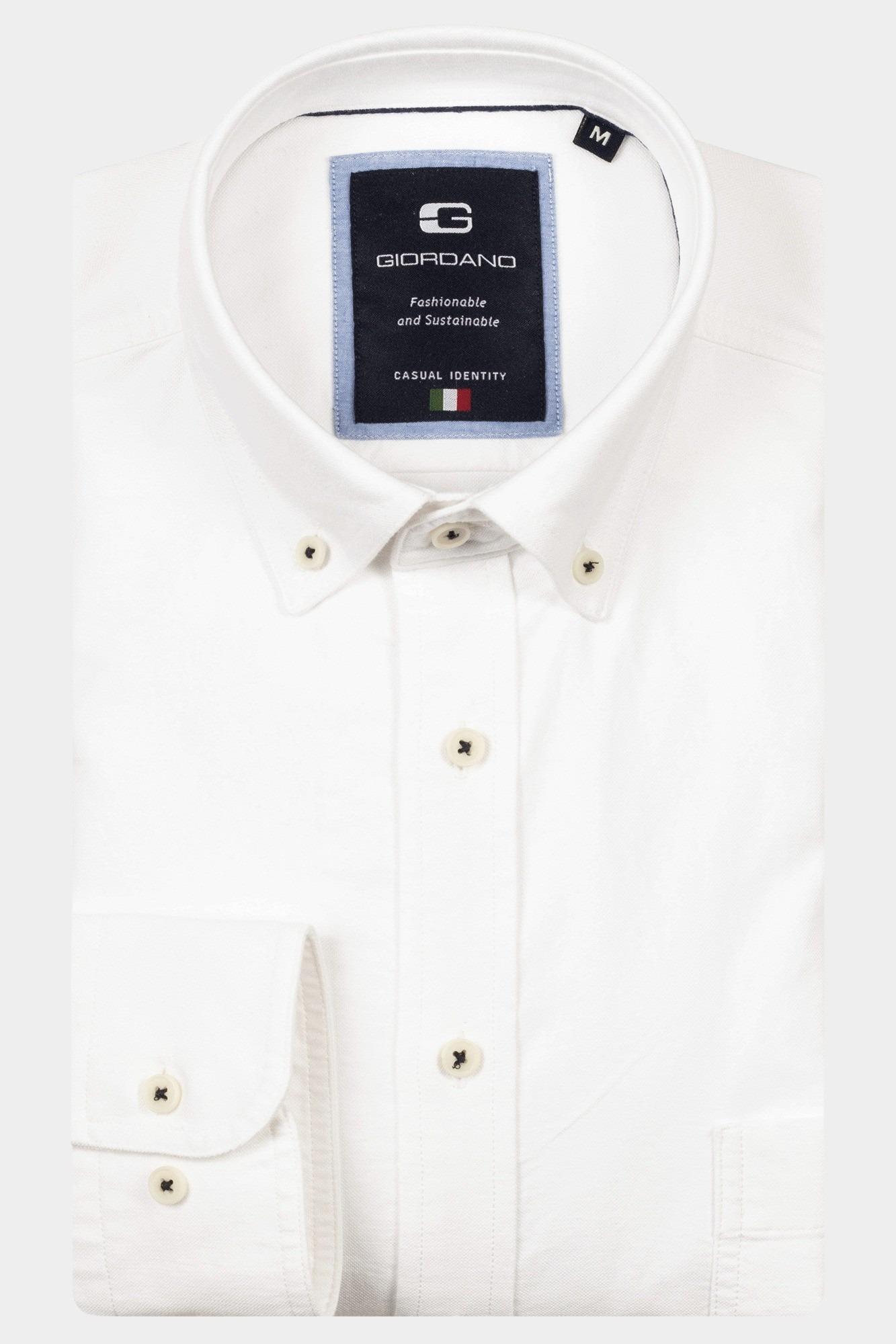 Giordano Casual hemd lange mouw Wit Brando long sleeve button dow 527007/10