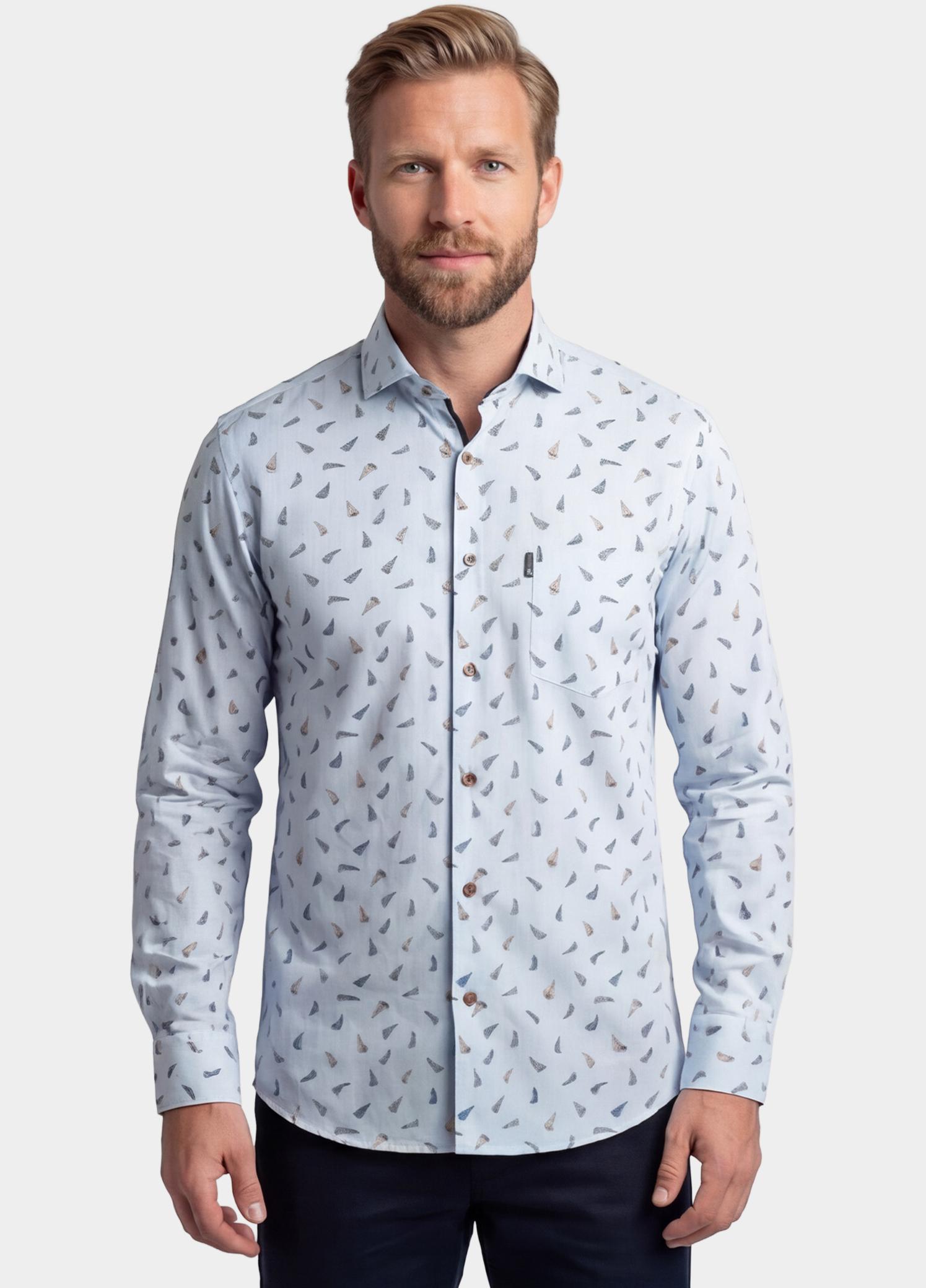Giordano Overhemd heren Blauw Ascona Long Sleeve Semi Cutaw 617042/62