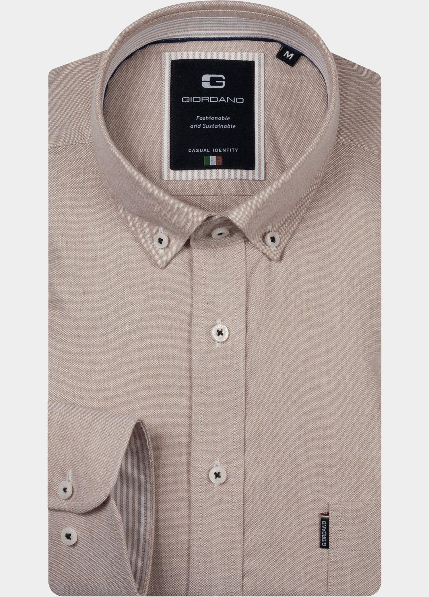 Giordano Overhemd heren Wit Dino Peached Oxford 627111/81