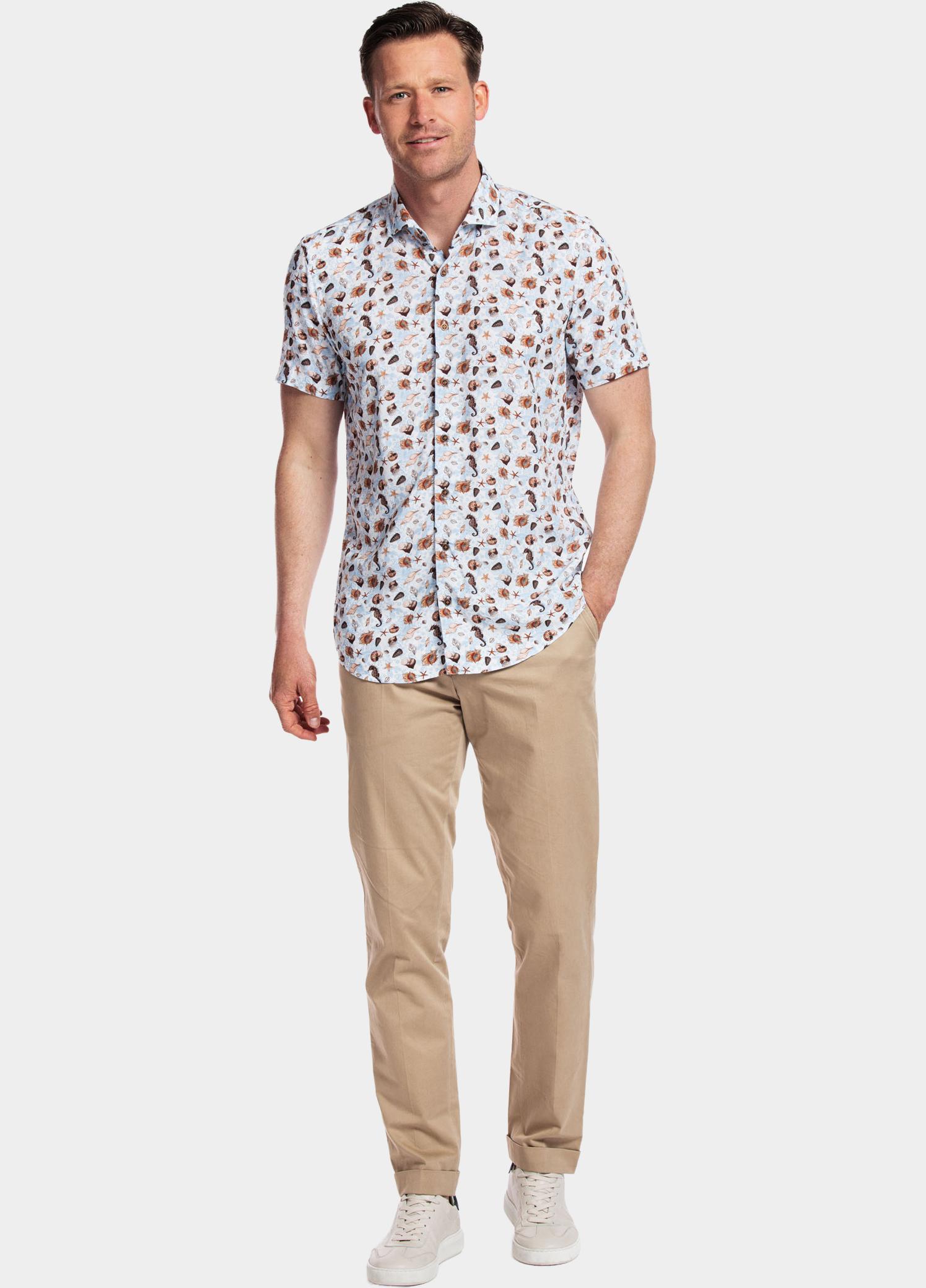 Giordano overhemd korte mouw heren Wit Front, SS Cutaway Sea Life Pr 416821/10