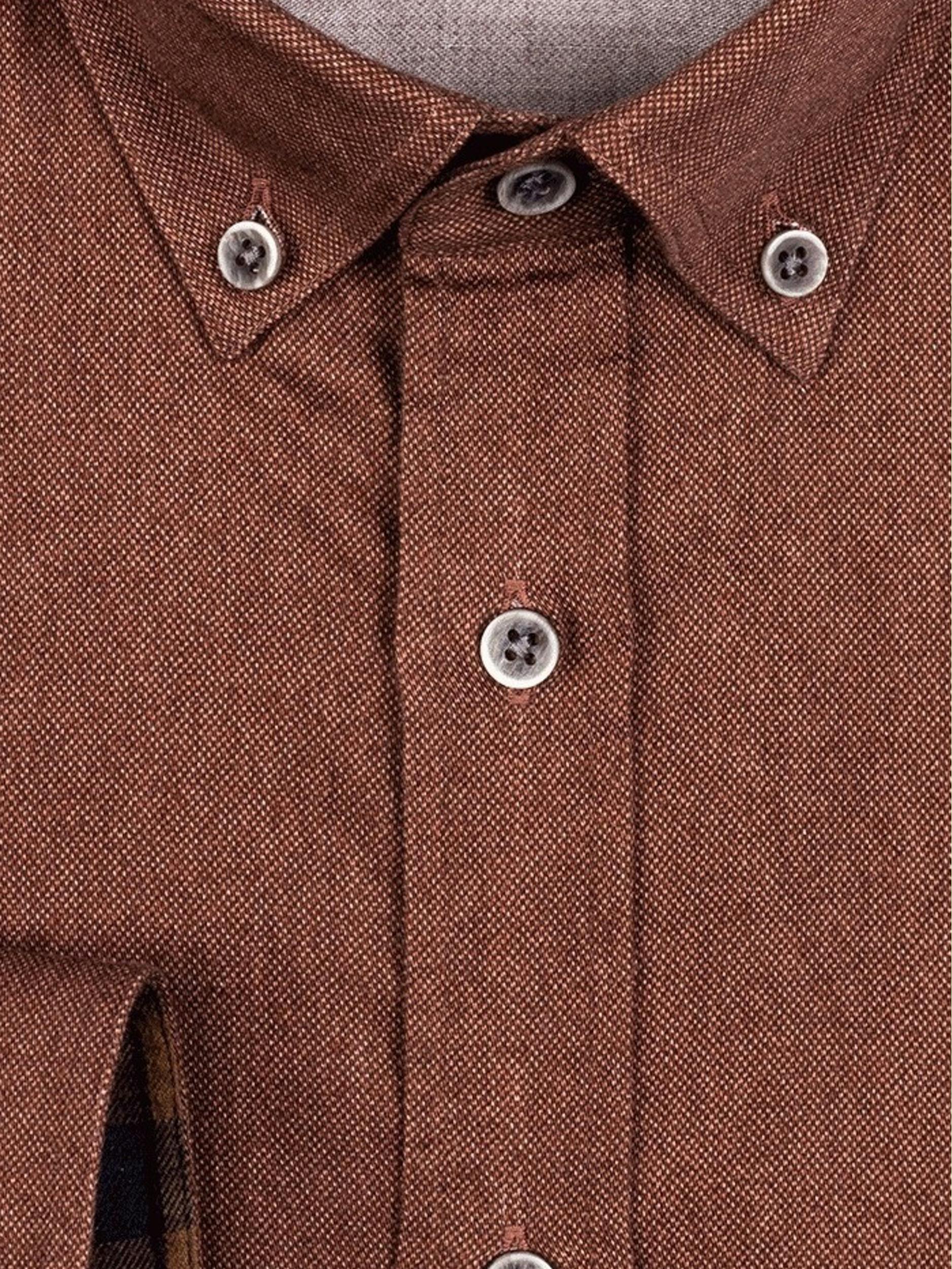 Giordano Casual hemd lange mouw Bruin Ivy 227009/80