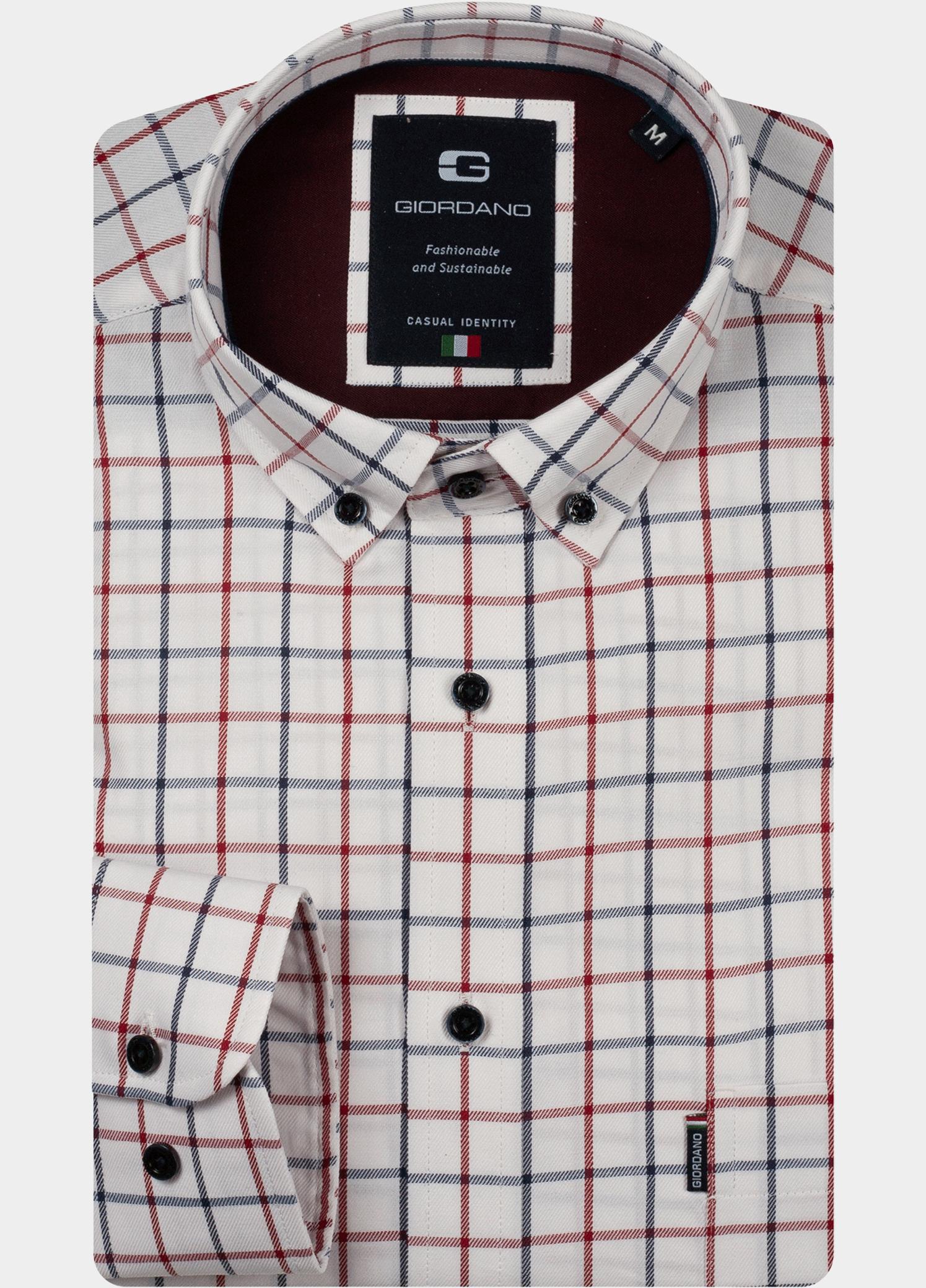 Giordano Overhemd heren Rood Dino Soft Twill Fine Check 627309/30