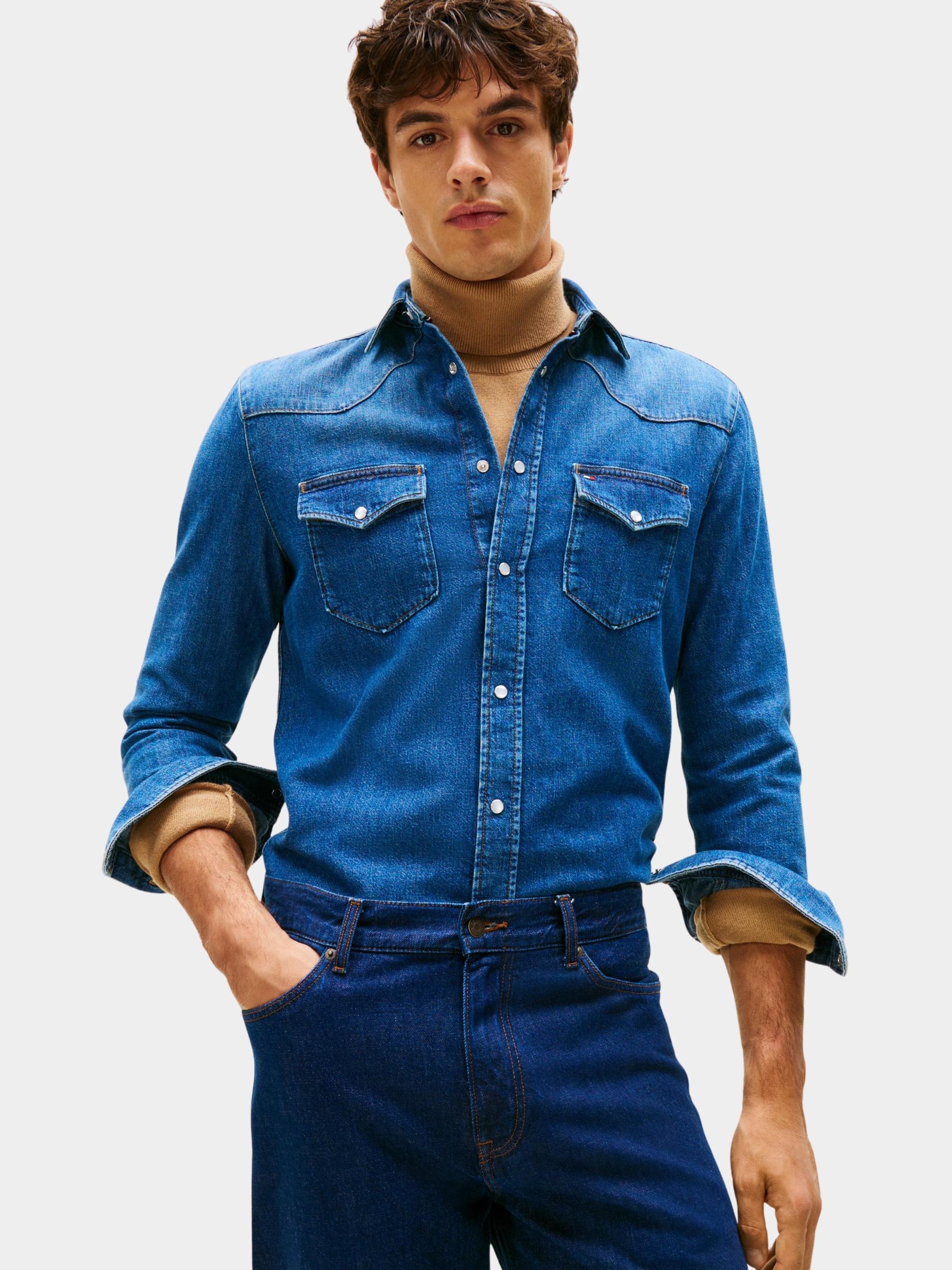 Tommy Hilfiger Overshirt Blauw WESTERN SHIRT NOAH INDIGO MW0MW42084/1BW