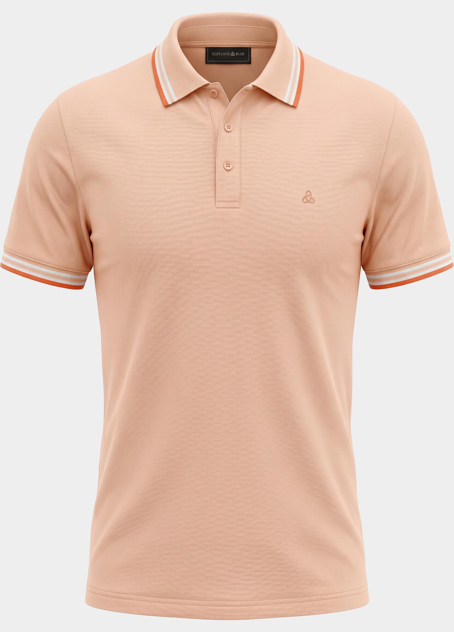 Scotland Blue Polo heren Roze Brick Polo Plain Contrast Col SPE25108BR06SB/735 apricot