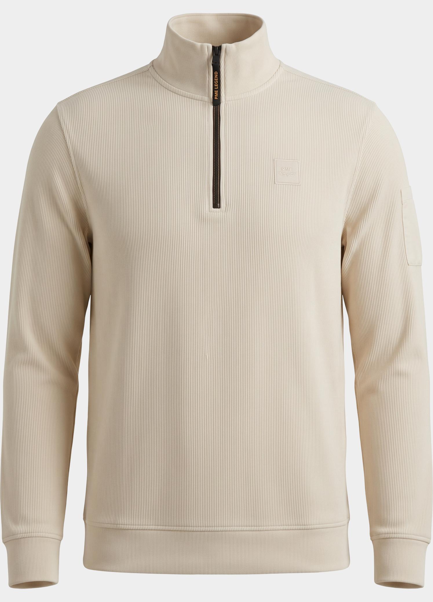 PME Legend half zip sweater heren Beige Half zip collar flat knit loo PSW2609457/7013