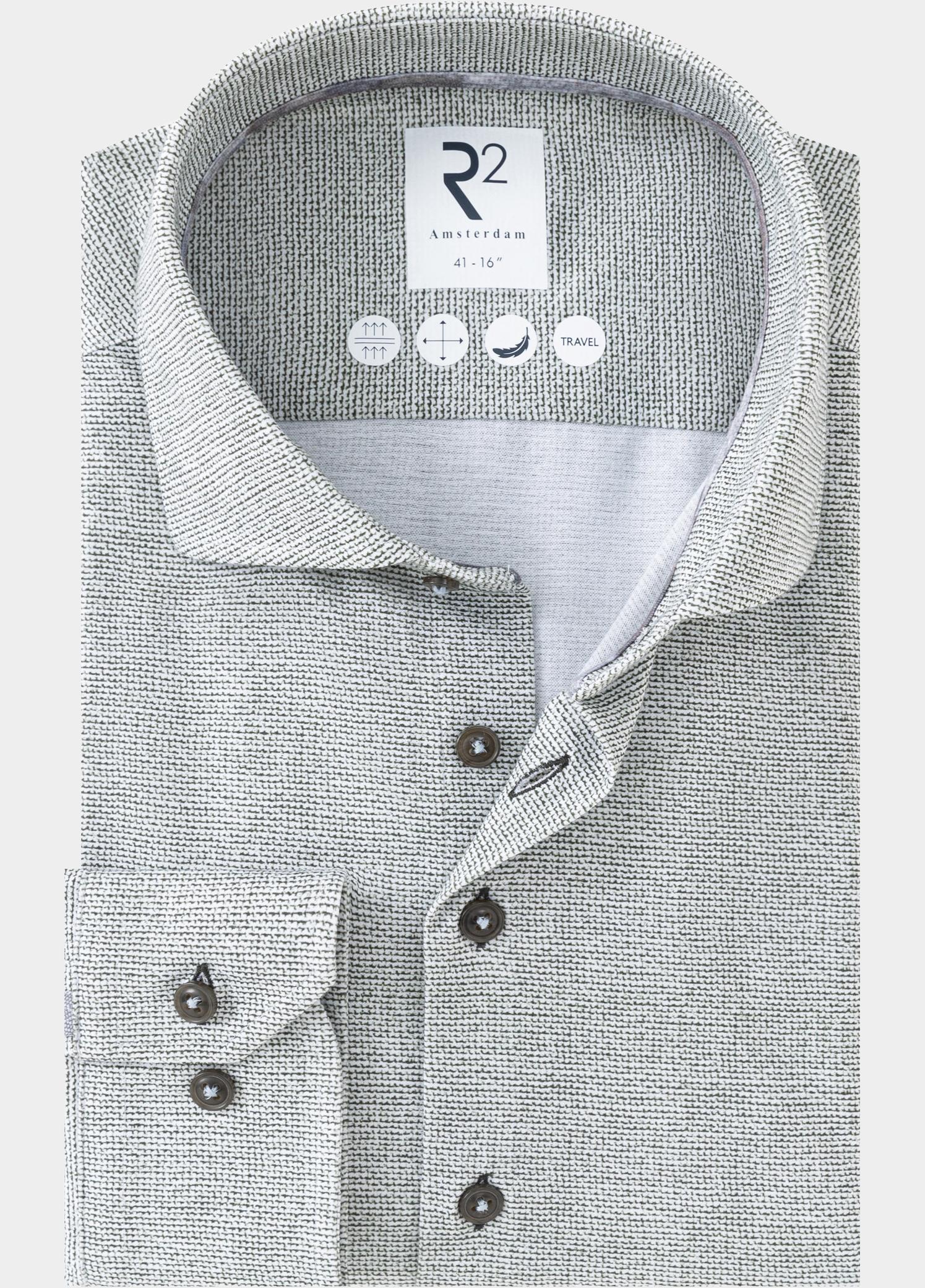 R2 Amsterdam Overhemd heren Groen Knitted polyester sorona shir 134.WSP.013/070