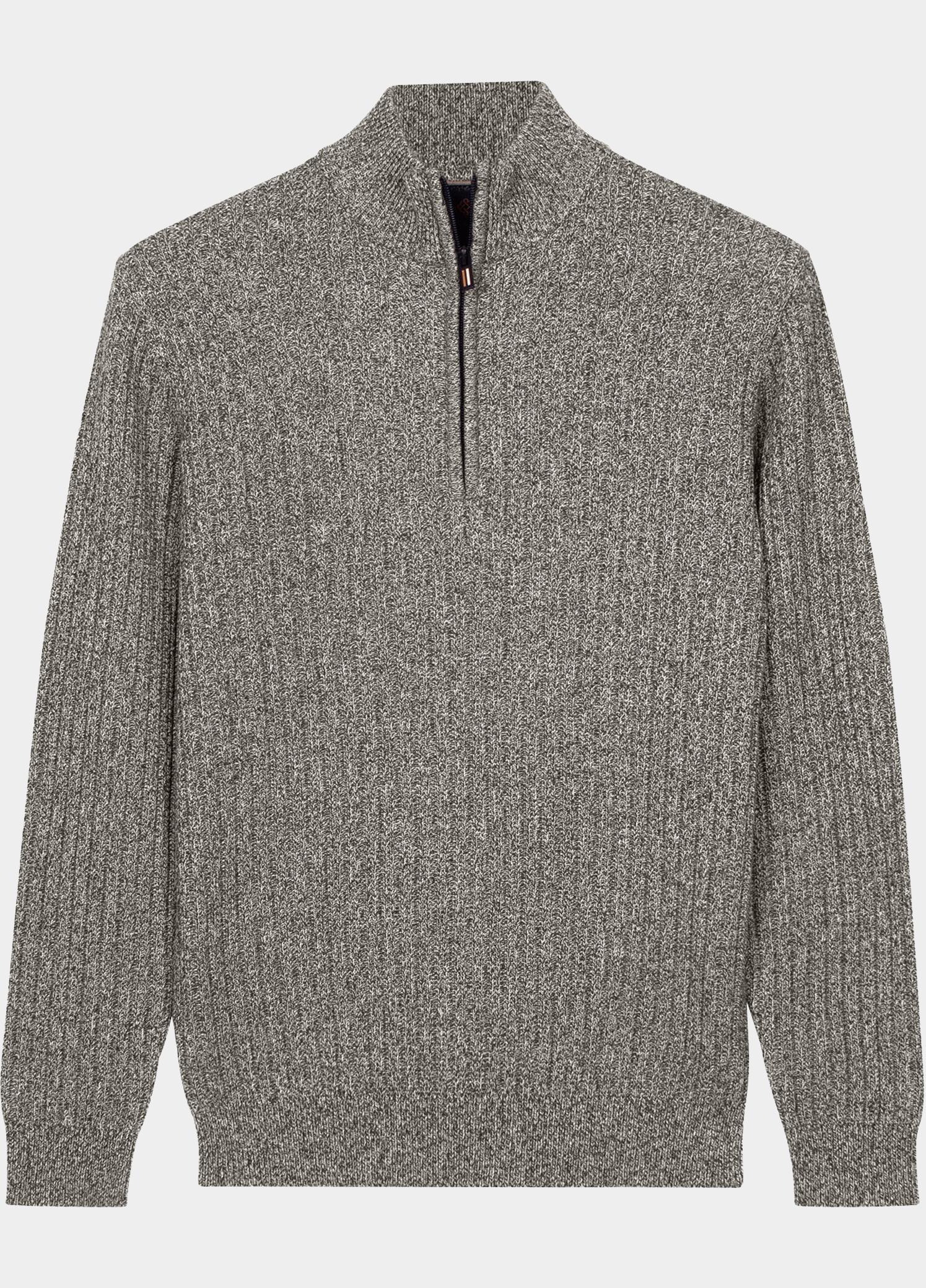 Baileys Half Zip Grijs all-over twisted structure kn 628445/985
