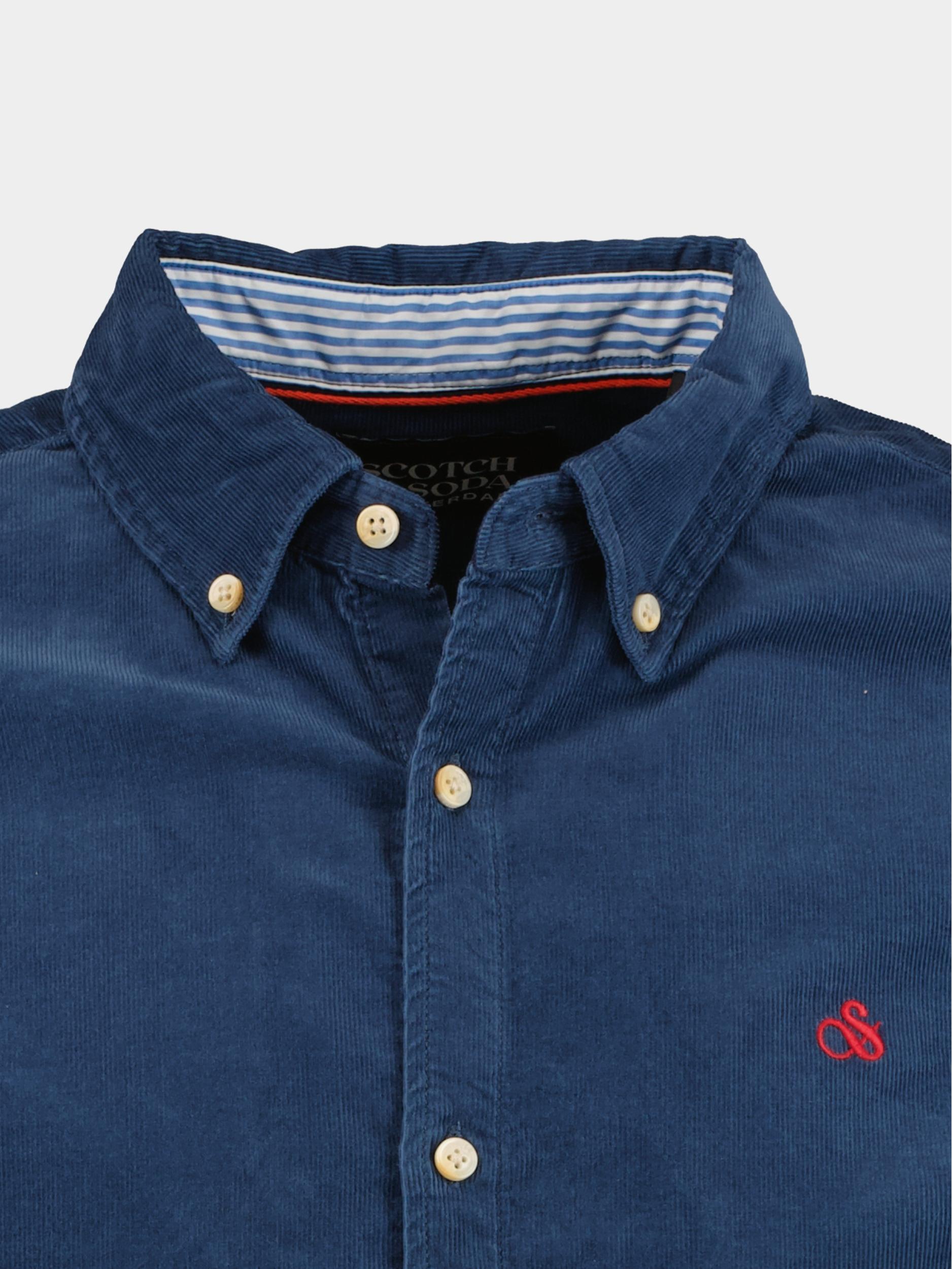 Scotch & Soda Casual hemd lange mouw Blauw Fine corduroy shirt - slim fit 173080/0807