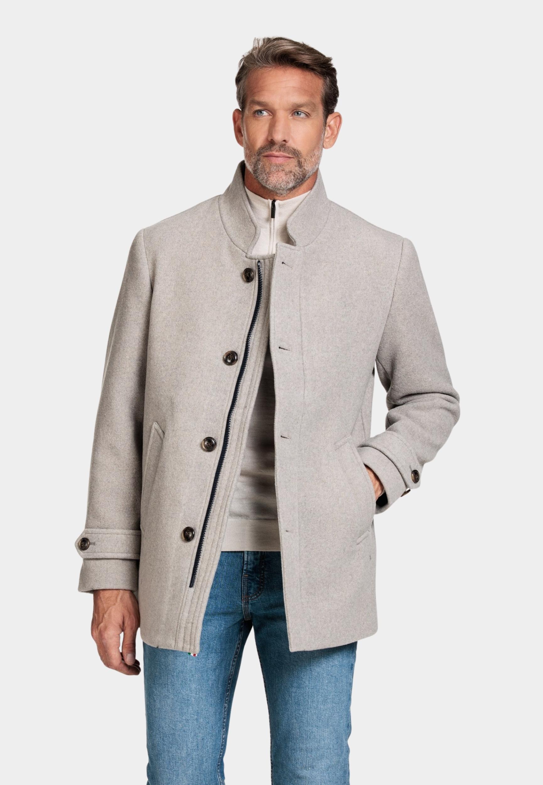 Giordano Wollen Jack Beige Coat Brian Wool Mix Melange 322621/82