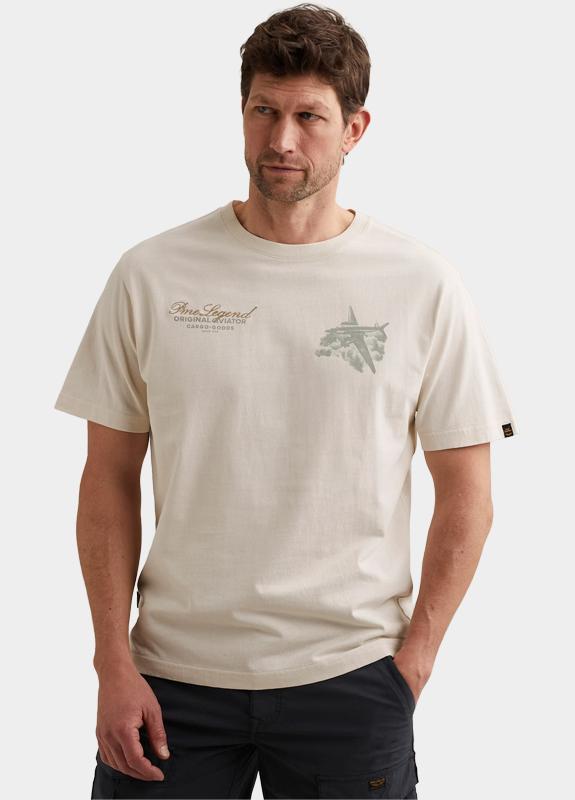 PME Legend T-shirt korte mouw Beige Short sleeve r-neck heavy ope PTSS2604568/7001