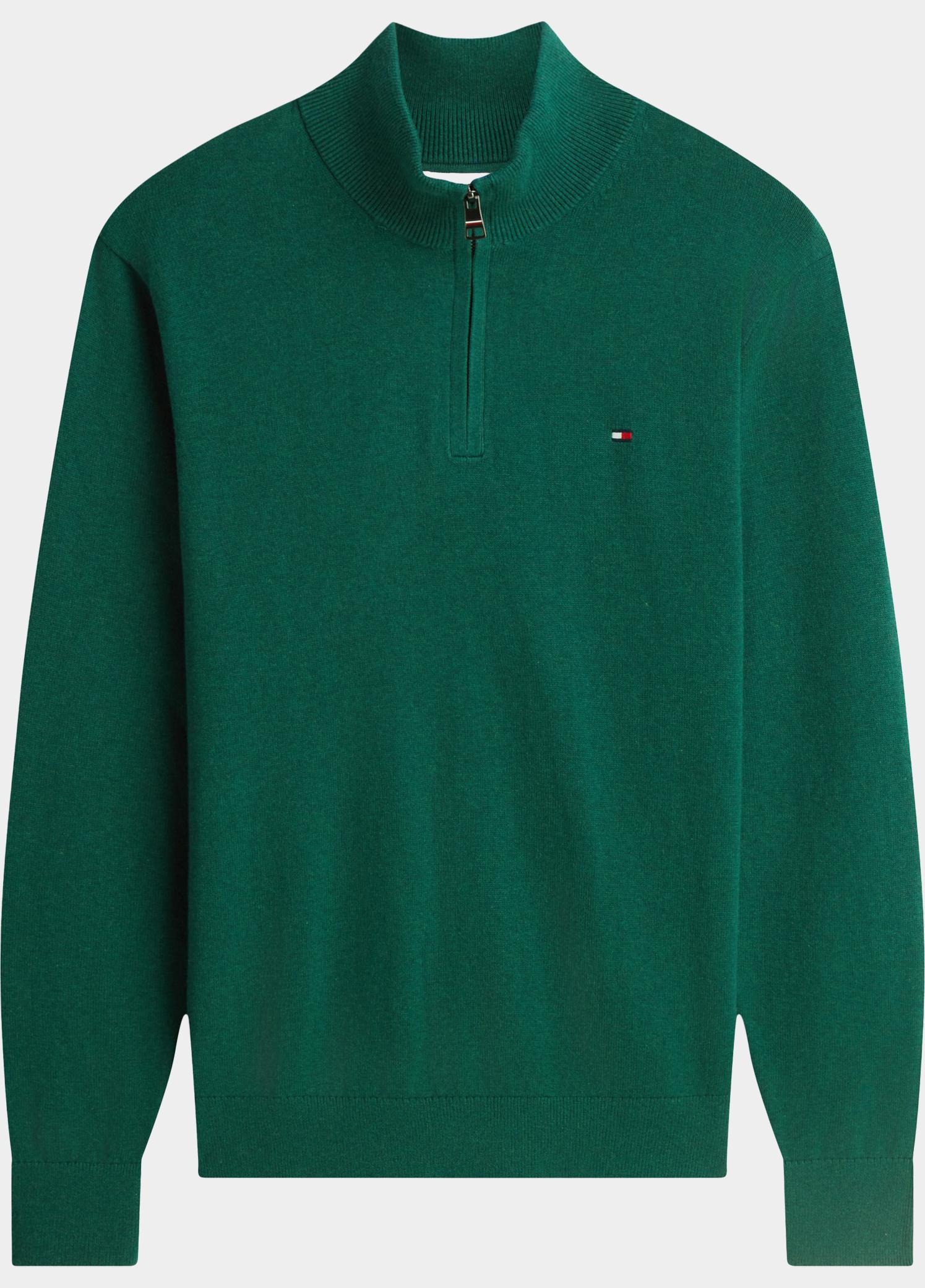 Tommy Hilfiger Half Zip Groen PIMA ORG CTN CASHMERE ZIP MOC MW0MW28049/MQ7