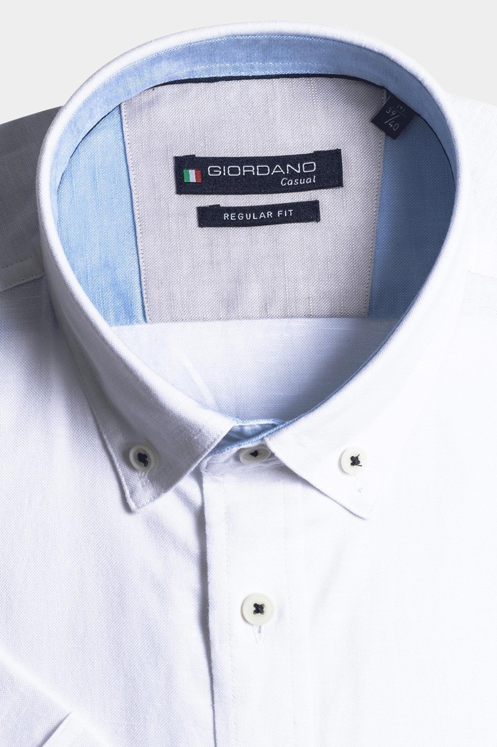 Giordano Casual hemd korte mouw Wit League Solid Hemp Yarn Fabric 416001/10