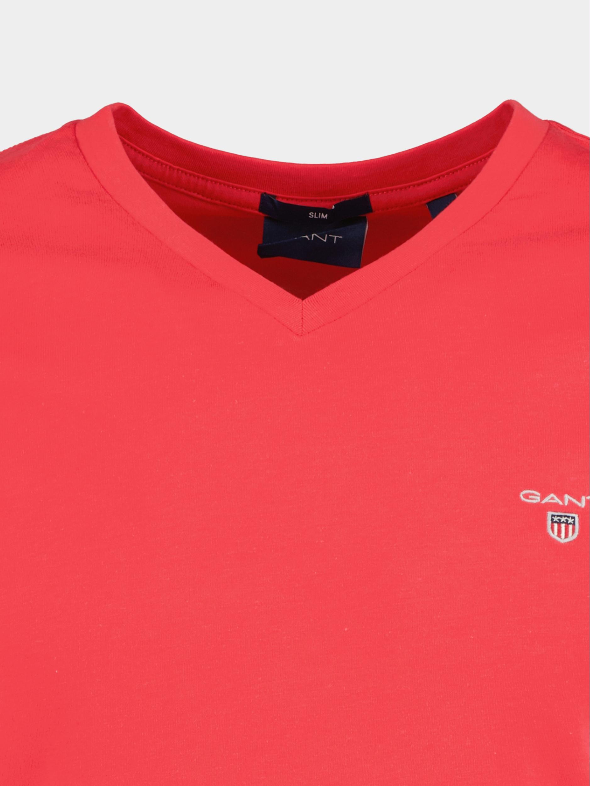 Gant T-shirt korte mouw Roze Original Slim V-Neck T-Shirt 234104/652