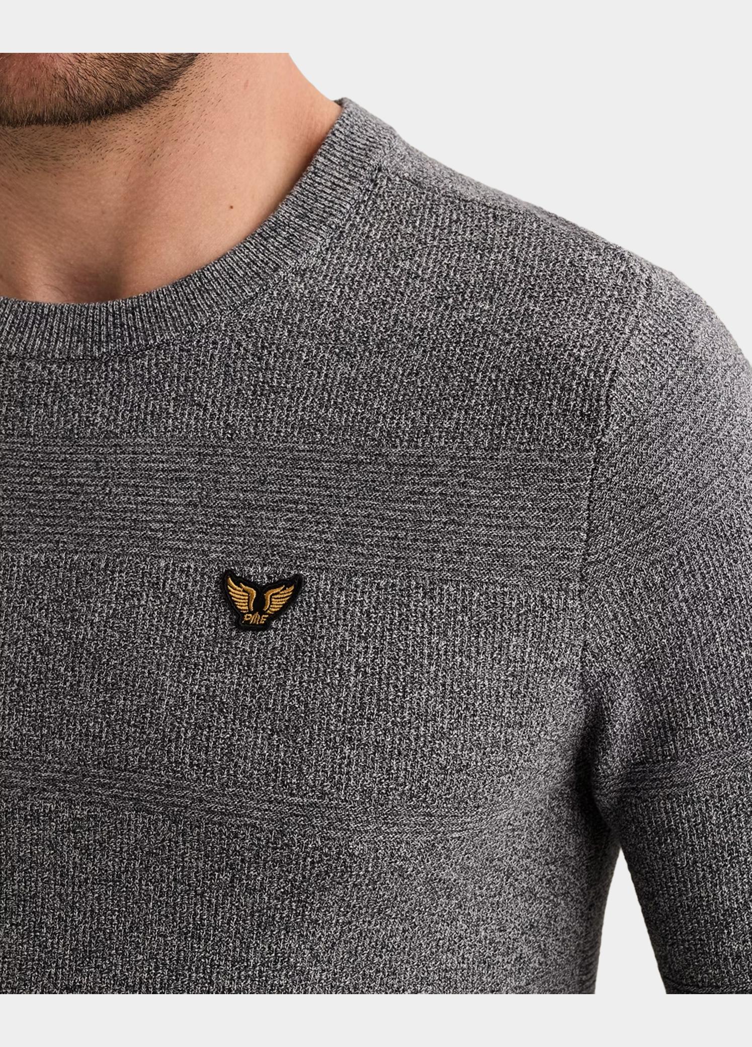 PME Legend Pullover heren Blauw R-neck cotton modal structure PKW2608305/5281