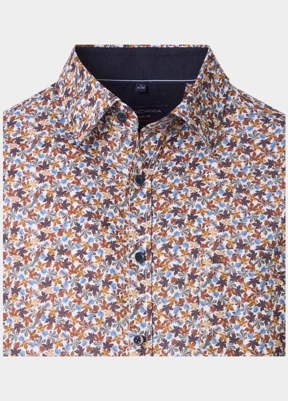 Casamoda Casual hemd lange mouw Bruin Kent Casual Fit 454486600/200