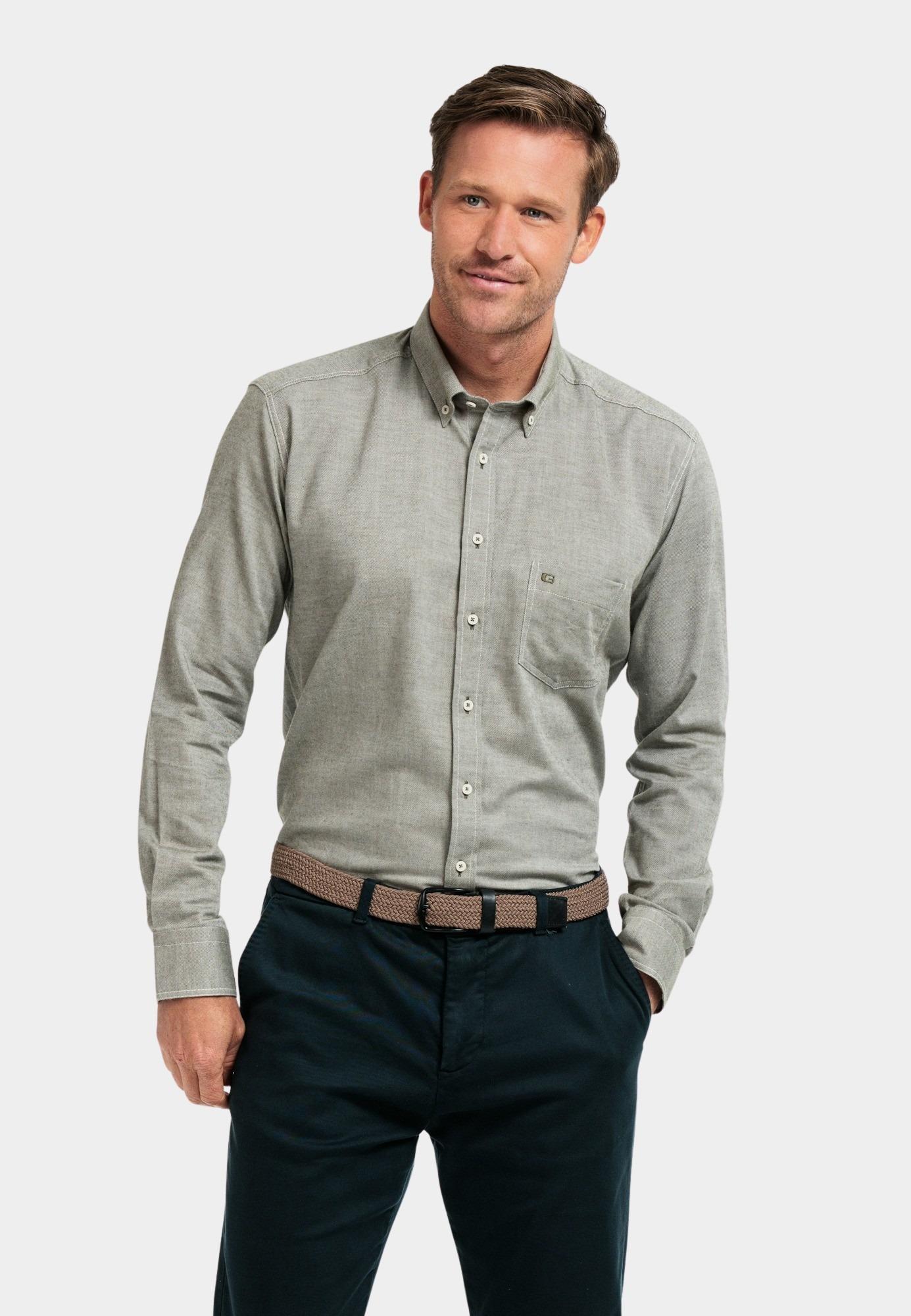 Giordano Casual hemd lange mouw Groen Brando, LS Button Down  Two-T 427004/70