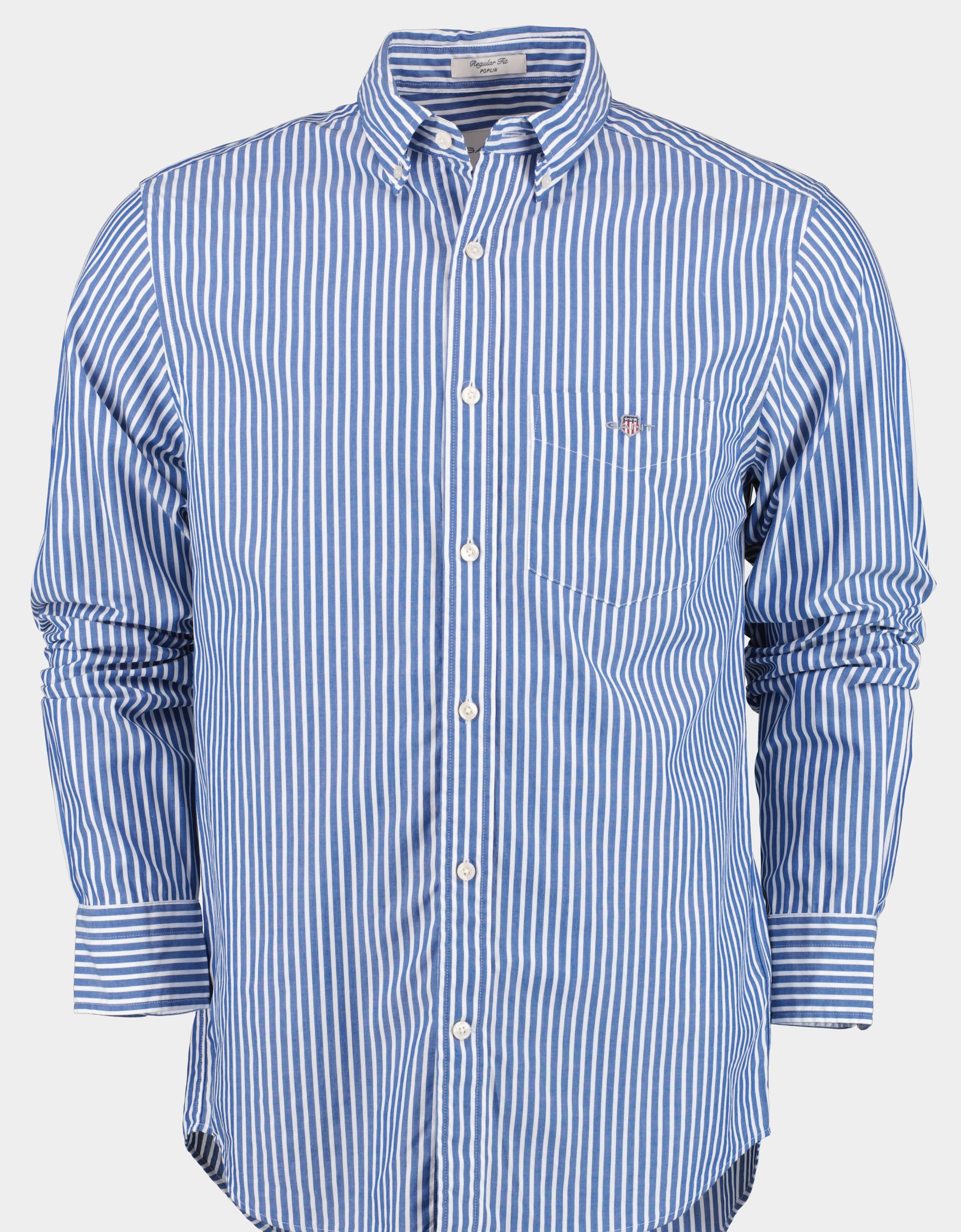 Gant Casual hemd lange mouw Blauw Regular Fit Poplin 3000130/436