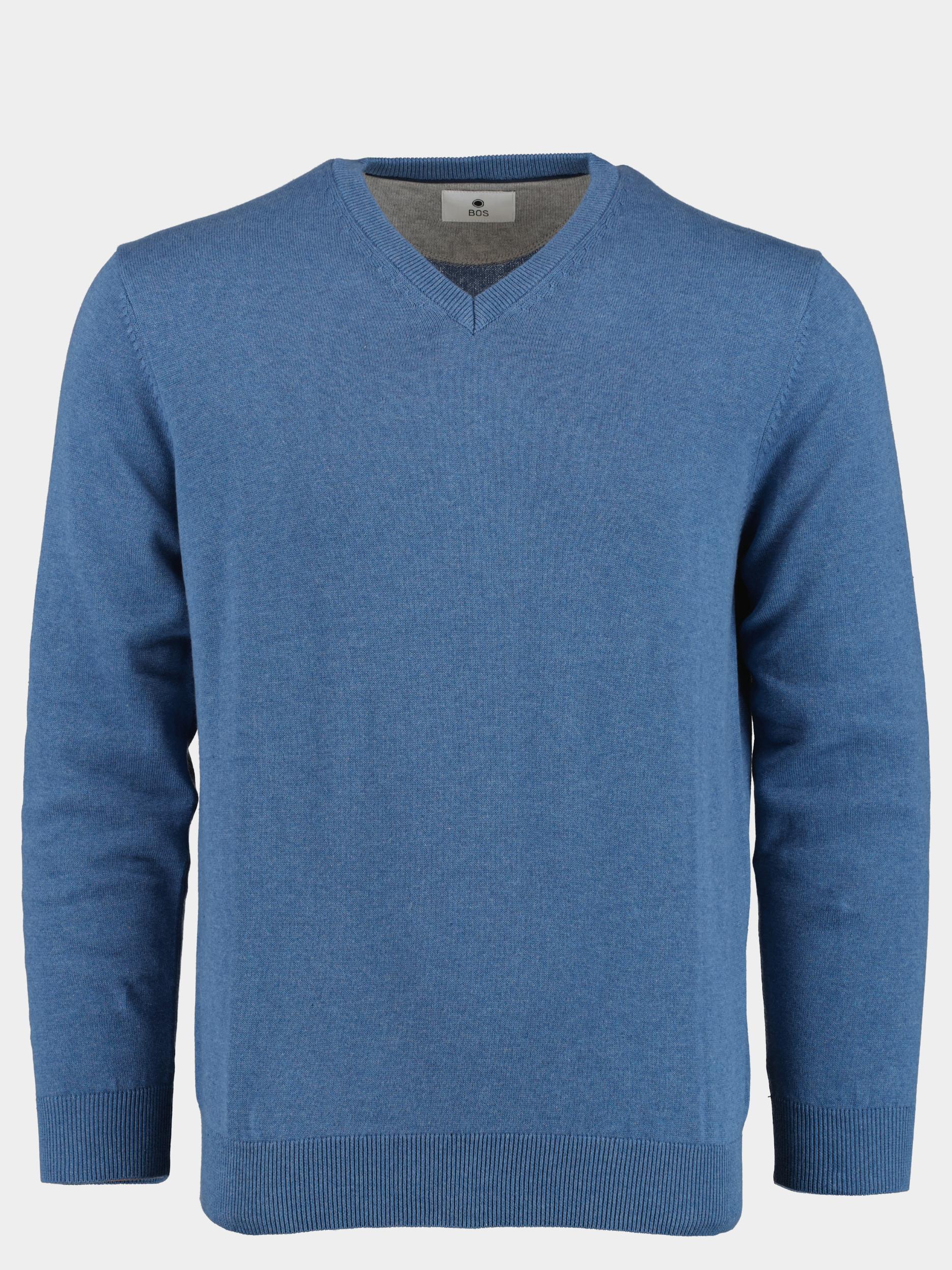 Bos Bright Blue Pullover Blauw Cotton Regular Fit 418100CCT-13/635