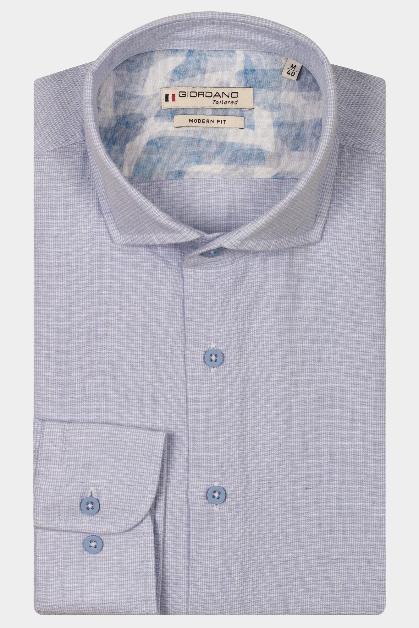 Giordano Casual hemd lange mouw Blauw Row long sleeve cutaway Soft 517810/61