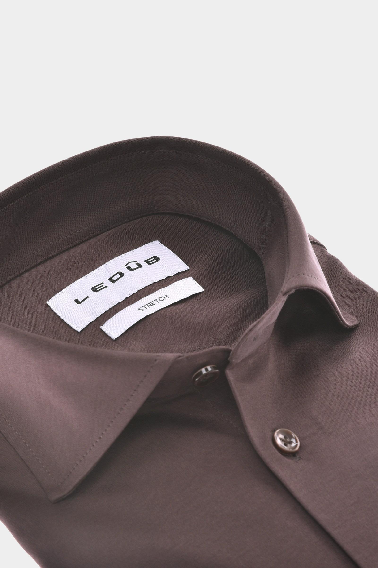 Ledub Business hemd lange mouw Bruin MFN5 0143116/680-000-000