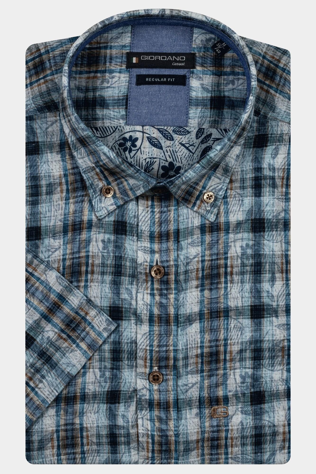 Giordano Casual hemd korte mouw Blauw League short sleeve button do 516300/60
