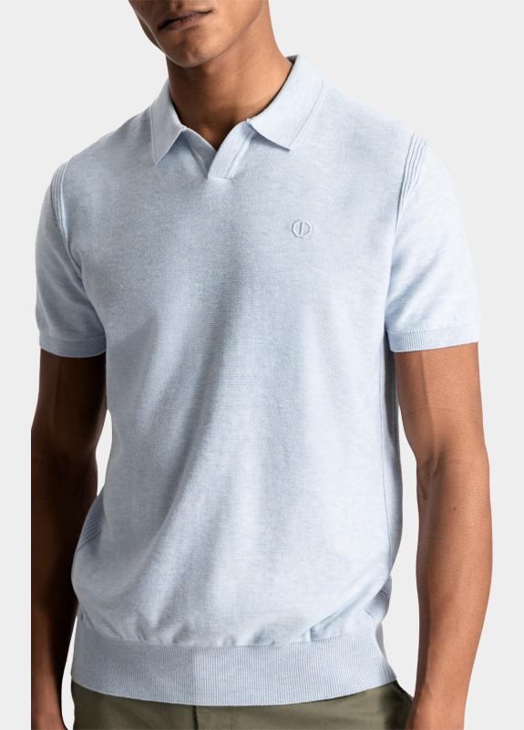 Dstrezzed Polo heren Blauw Polo s/s Melange Slub 420026-NOS/646