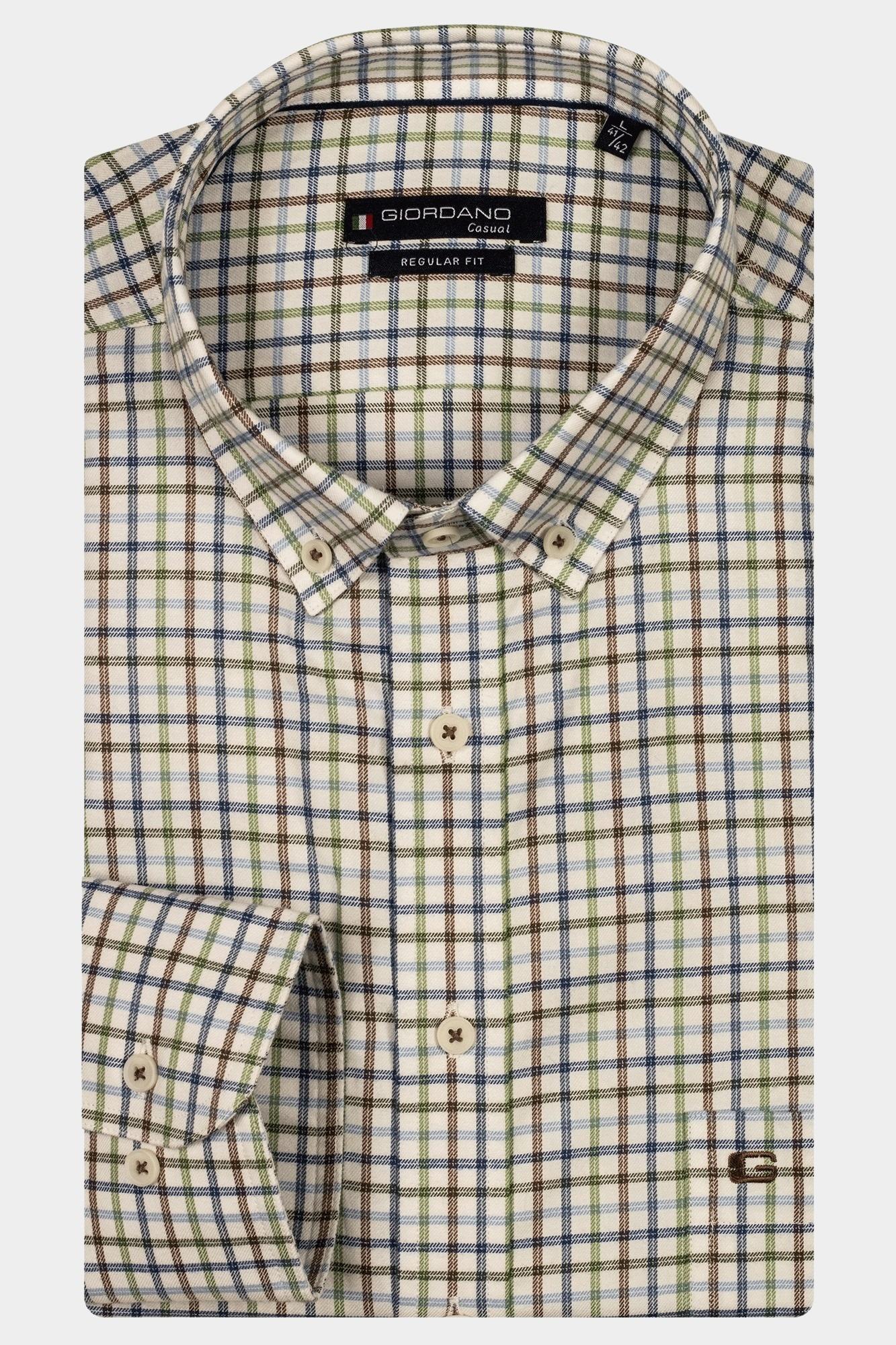 Giordano Casual hemd lange mouw Groen Ivy, LS Button Down Colourful 427303/70