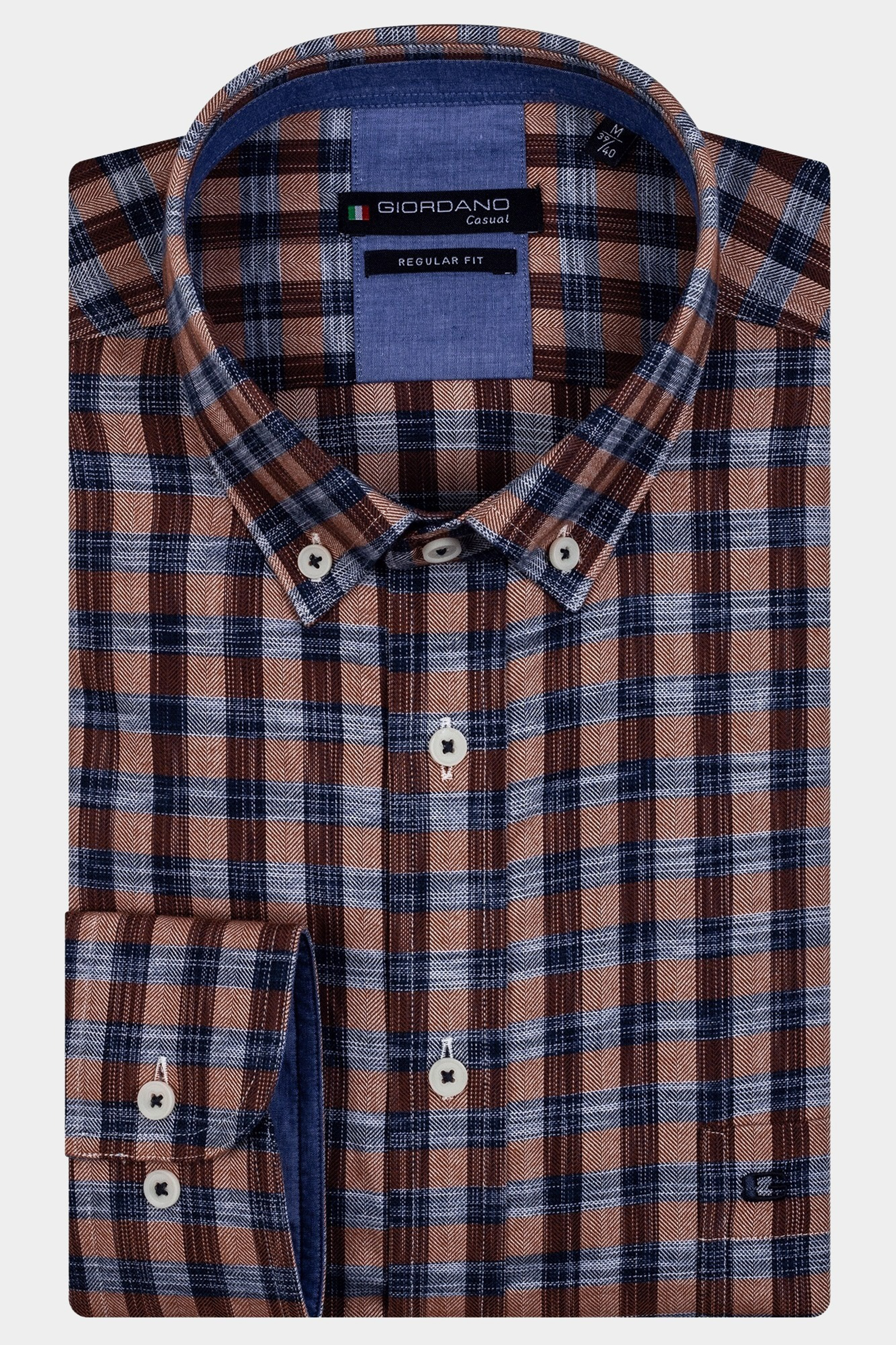 Giordano Casual hemd lange mouw Bruin Ivy 227305/30