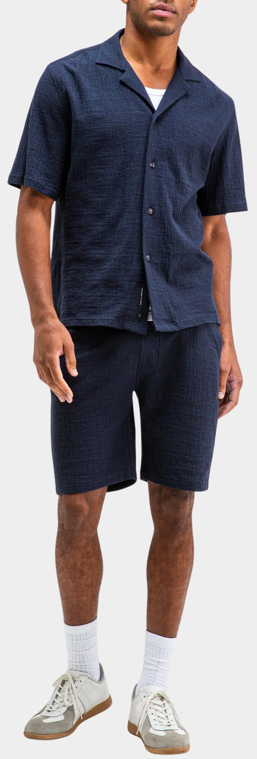 Butcher of Blue Casual hemd korte mouw Blauw Ripley Structure Shirt M2516020/890