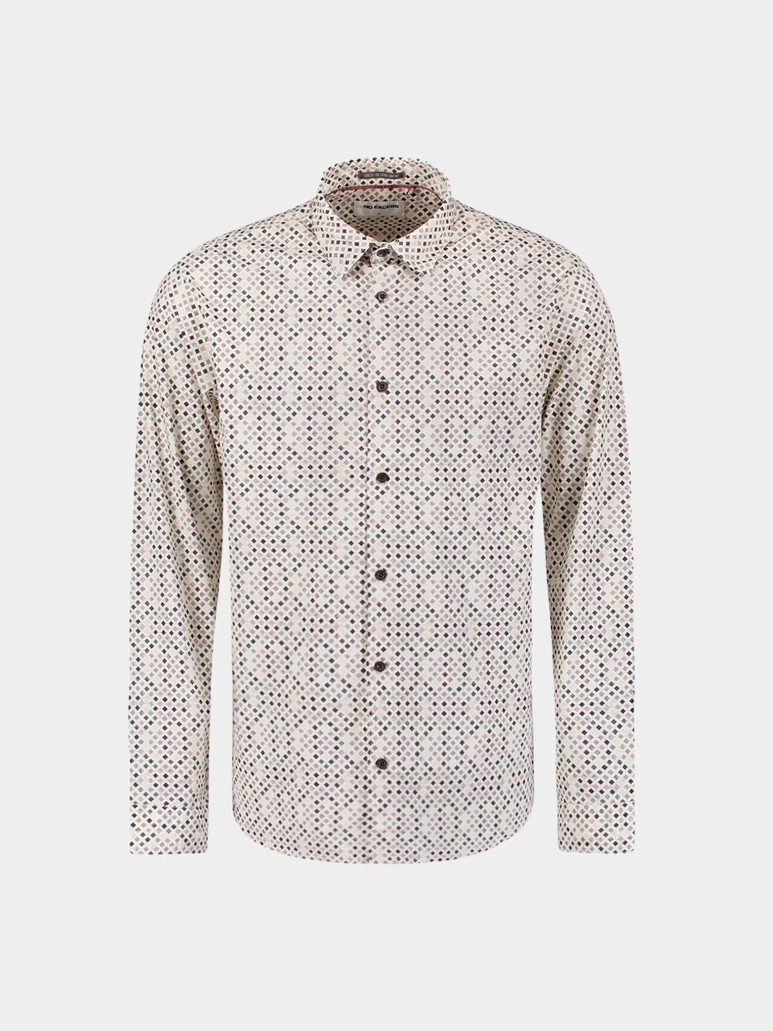 No Excess Casual hemd lange mouw Oranje Shirt Stretch Allover Printed 29450804/146