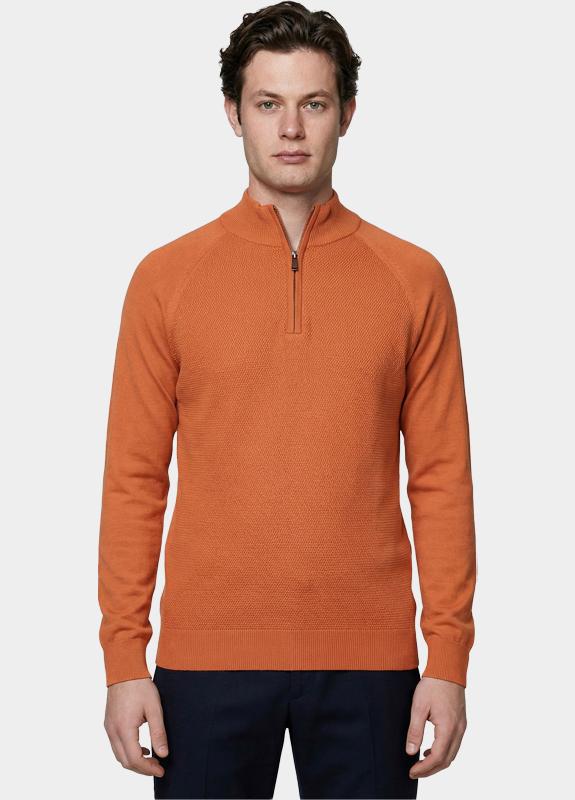 Innocente Half Zip Oranje Half zip met structuur 326/8040 Brique
