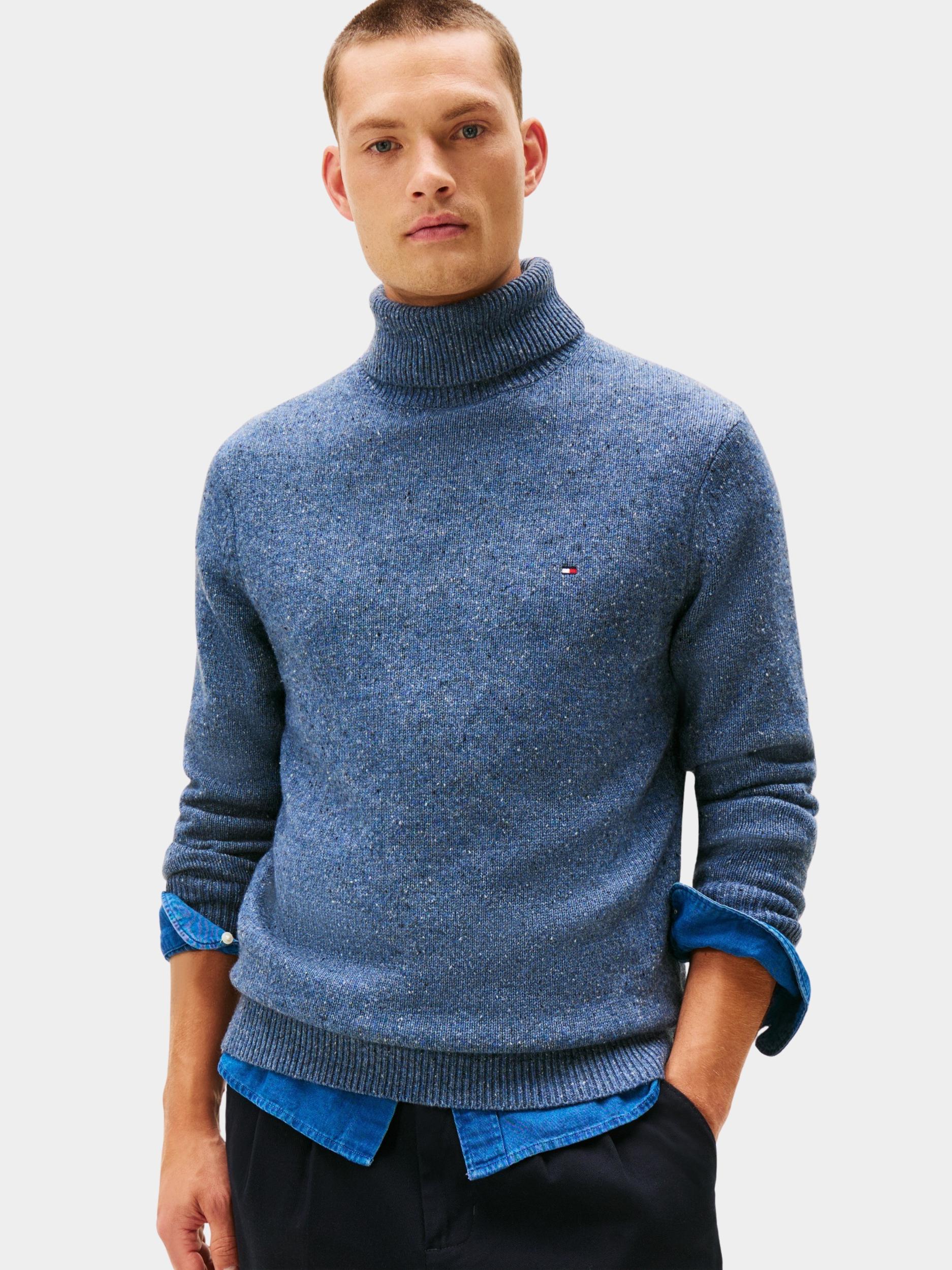 Tommy Hilfiger Pullover Blauw LAMBSWOOL BLEND DONEGAL ROLL MW0MW40436/DVC