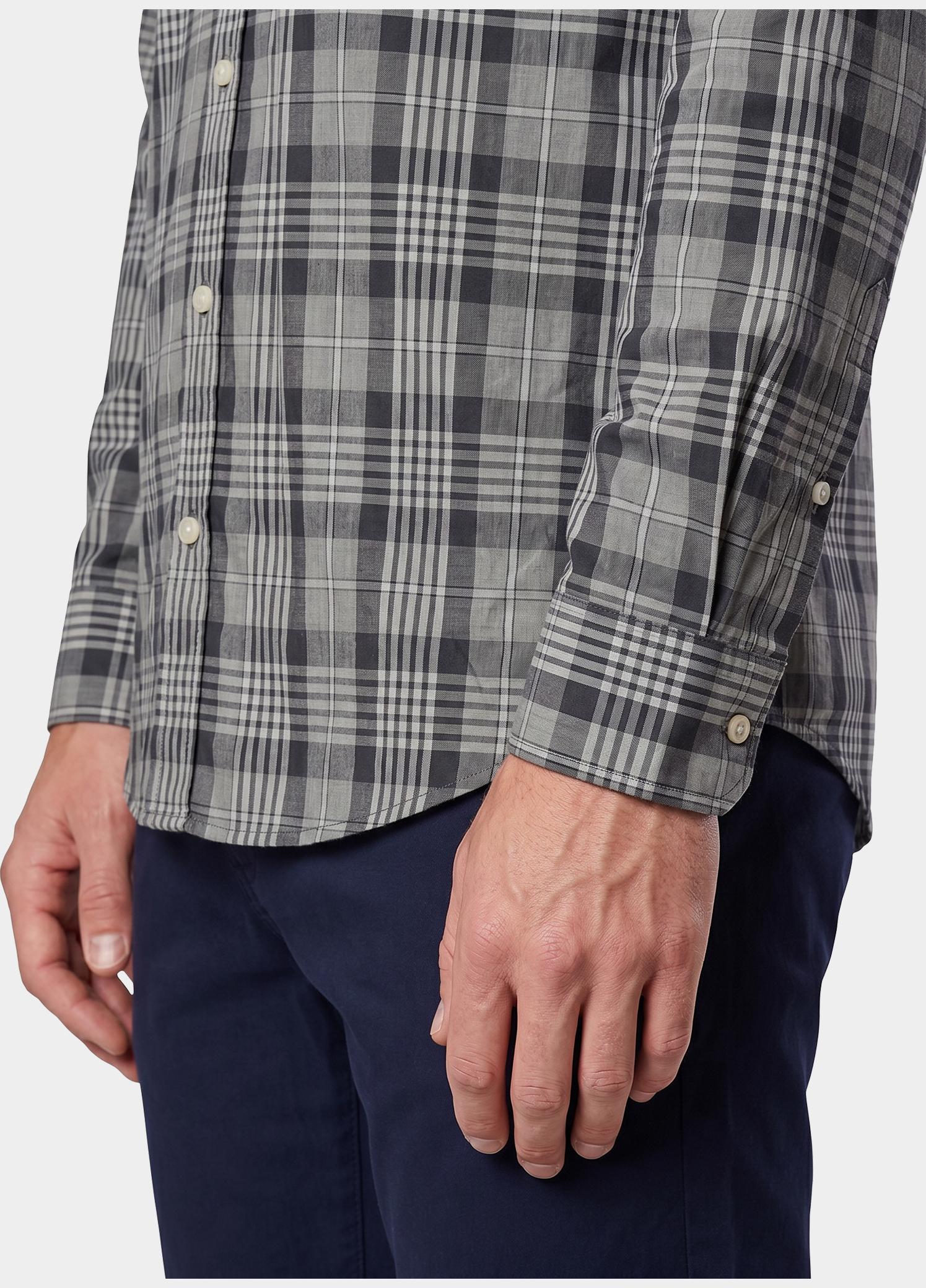 Gant Overhemd heren Grijs Checked Melange Poplin Shirt 3262006/093