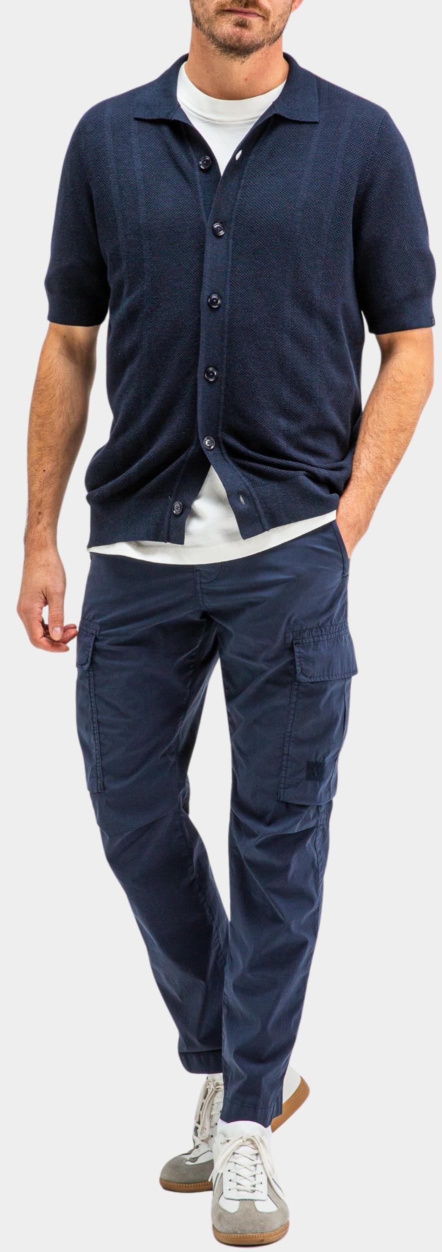 Butcher of Blue Casual hemd korte mouw Blauw Aidan Knit Shirt M2516003/890