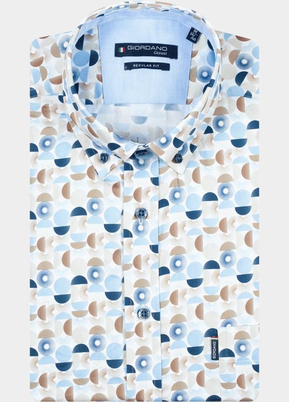 Giordano overhemd korte mouw heren Blauw League Short Sleeve Button Do 616038/60