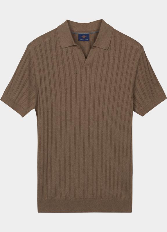 Baileys Polo heren Bruin Polo knitted SS Polo V Collar 615772/865