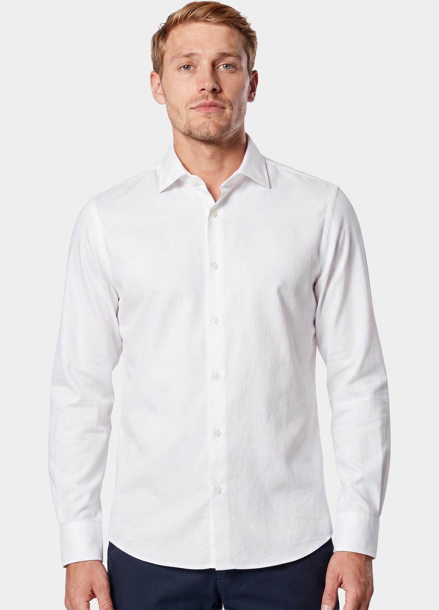 Bos Casual hemd lange mouw Wit Linnen Shirt 5405.426/100